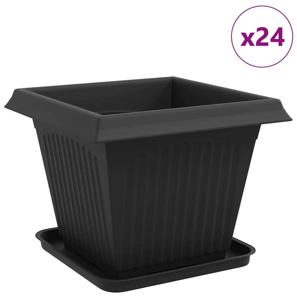 vidaXL Vasos de Plantas 24 pcs Preto 38 x 38 x 30 cm Plástico