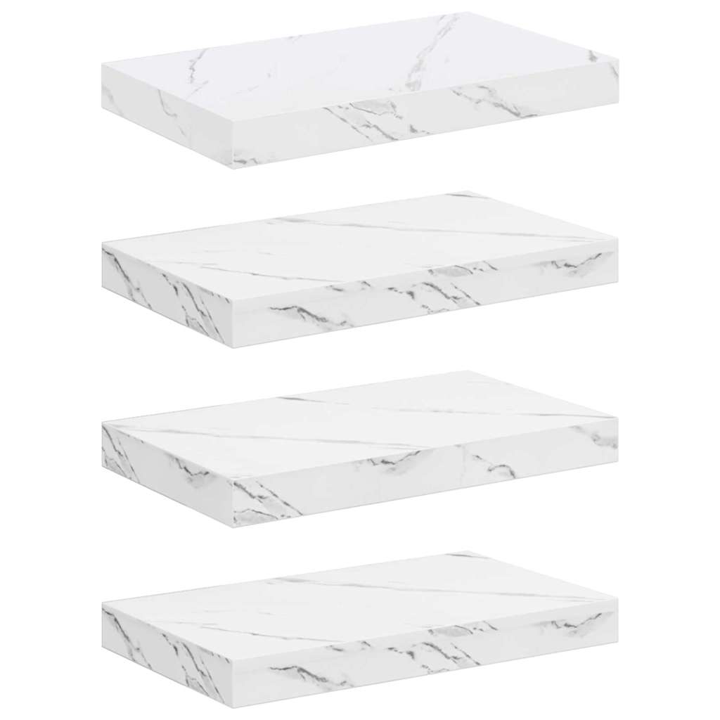vidaXL Prateleira de Parede 4 pcs Mármore Branco 40 x 23,5 x 4 cm