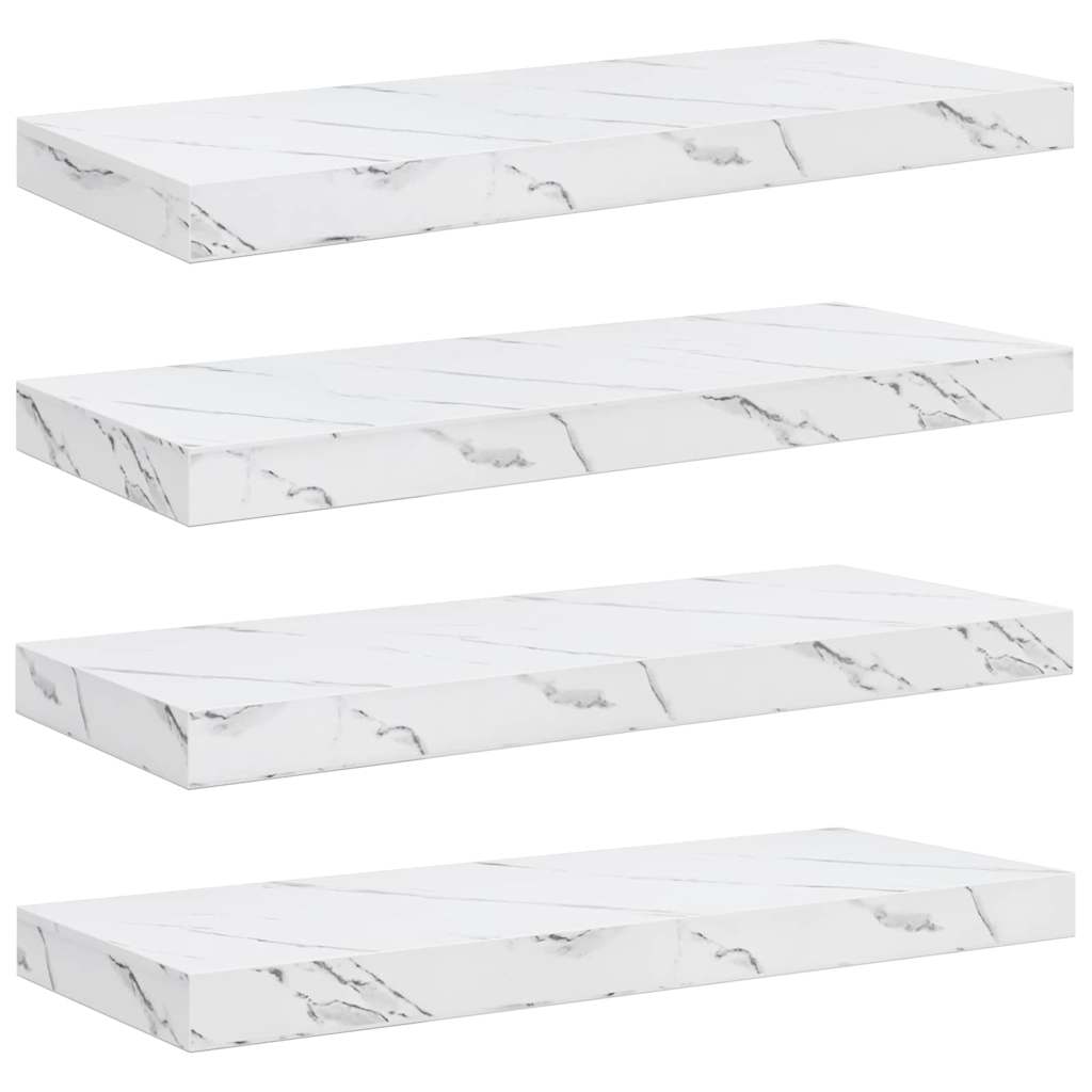 vidaXL Prateleira de Parede 4 pcs Mármore Branco 60 x 23 x 4 cm