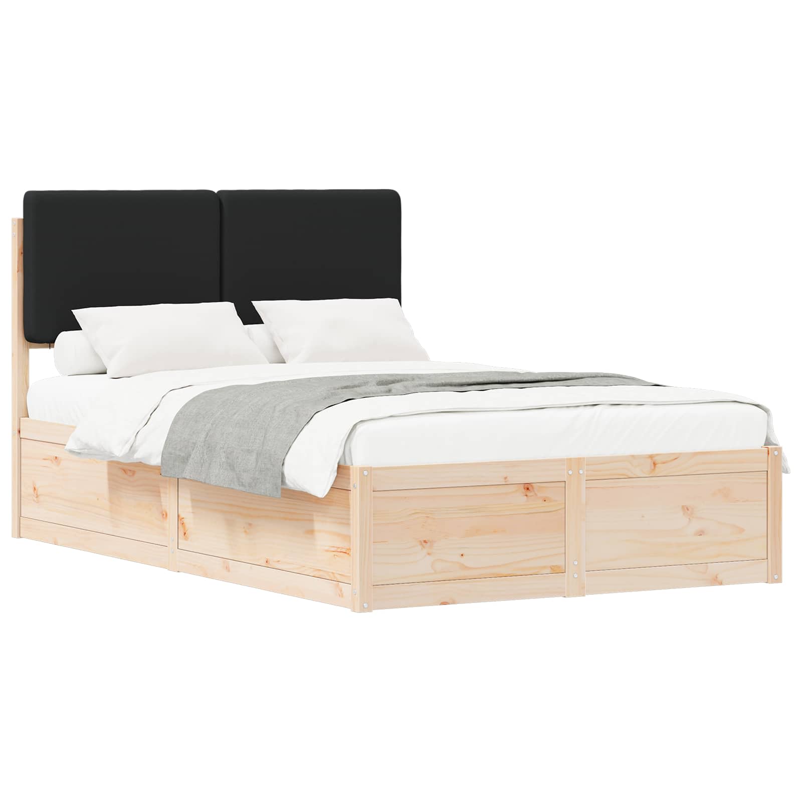 vidaXL Estrutura de Cama com Cabeceira Estofada Preto 120 x 200 cm