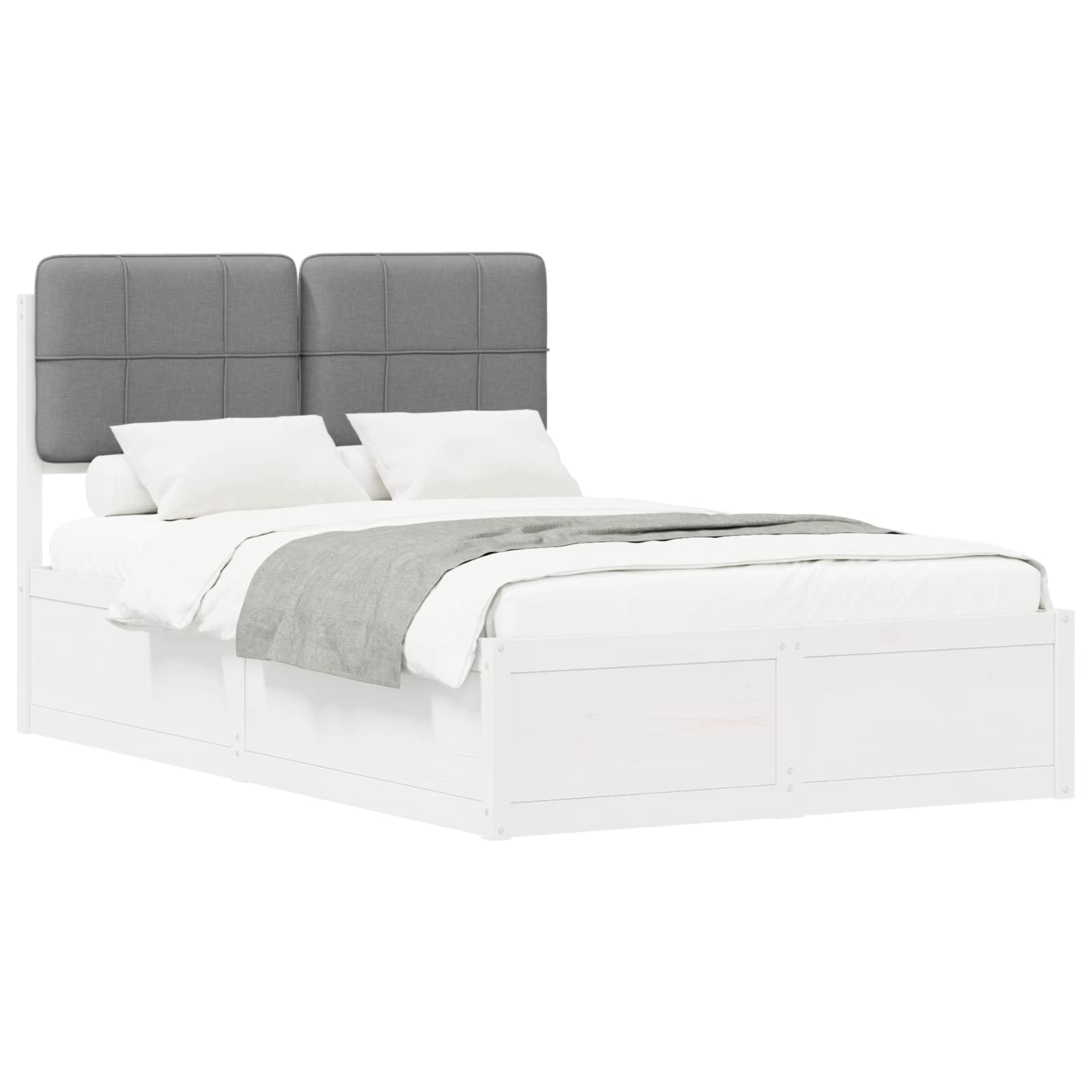 vidaXL Estrutura de Cama com Cabeceira Estofada Cinzento-claro