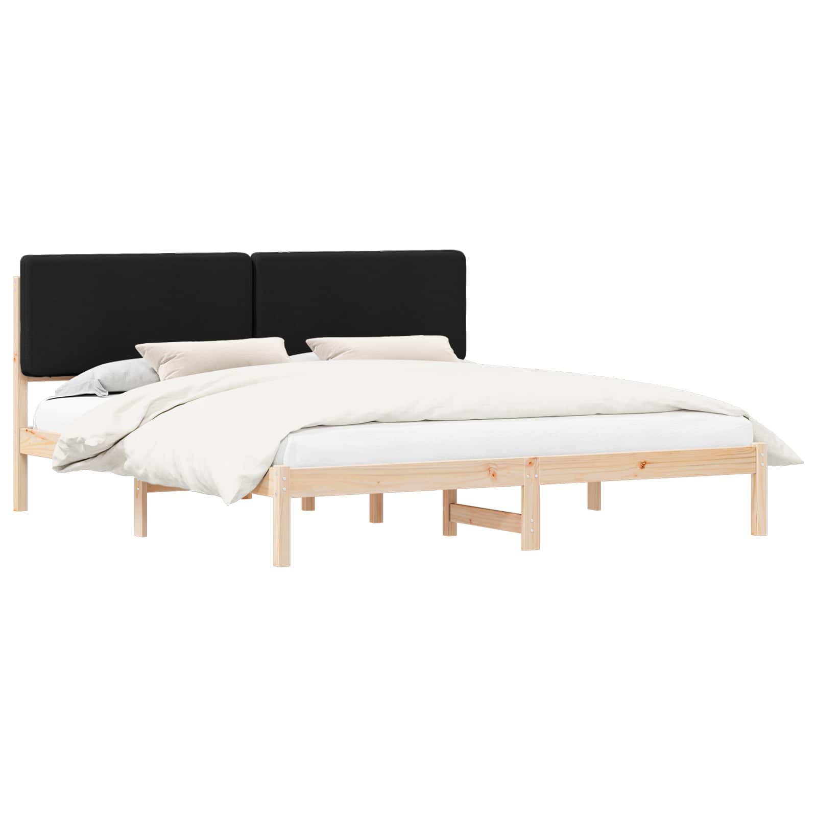 vidaXL Estrutura de Cama com Cabeceira Estofada Preto 200 x 200 cm