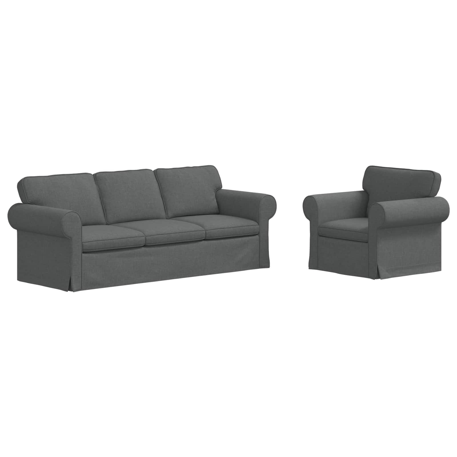 vidaXL Conjunto de Sofás 2 pcs Cinza Escuro 215 x 82 x 80 cm tecido