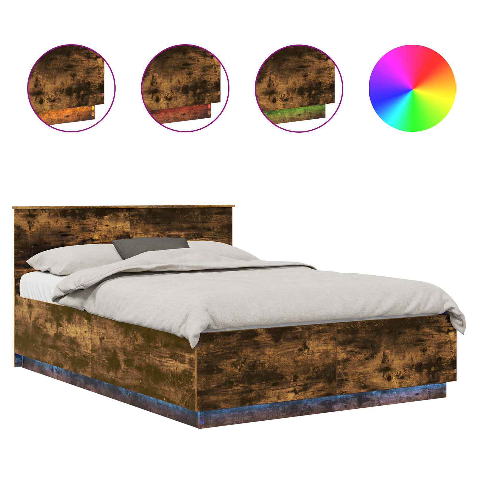 vidaXL Estrutura da Cama com cabeceira Carvalho Defumado 140 x 190 cm