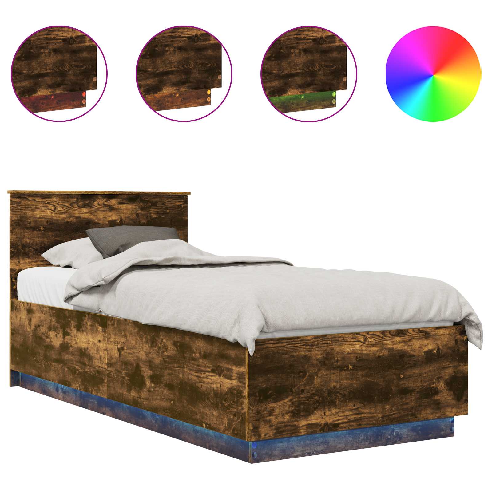 vidaXL Estrutura da Cama com cabeceira Carvalho Defumado 70 x 190 cm