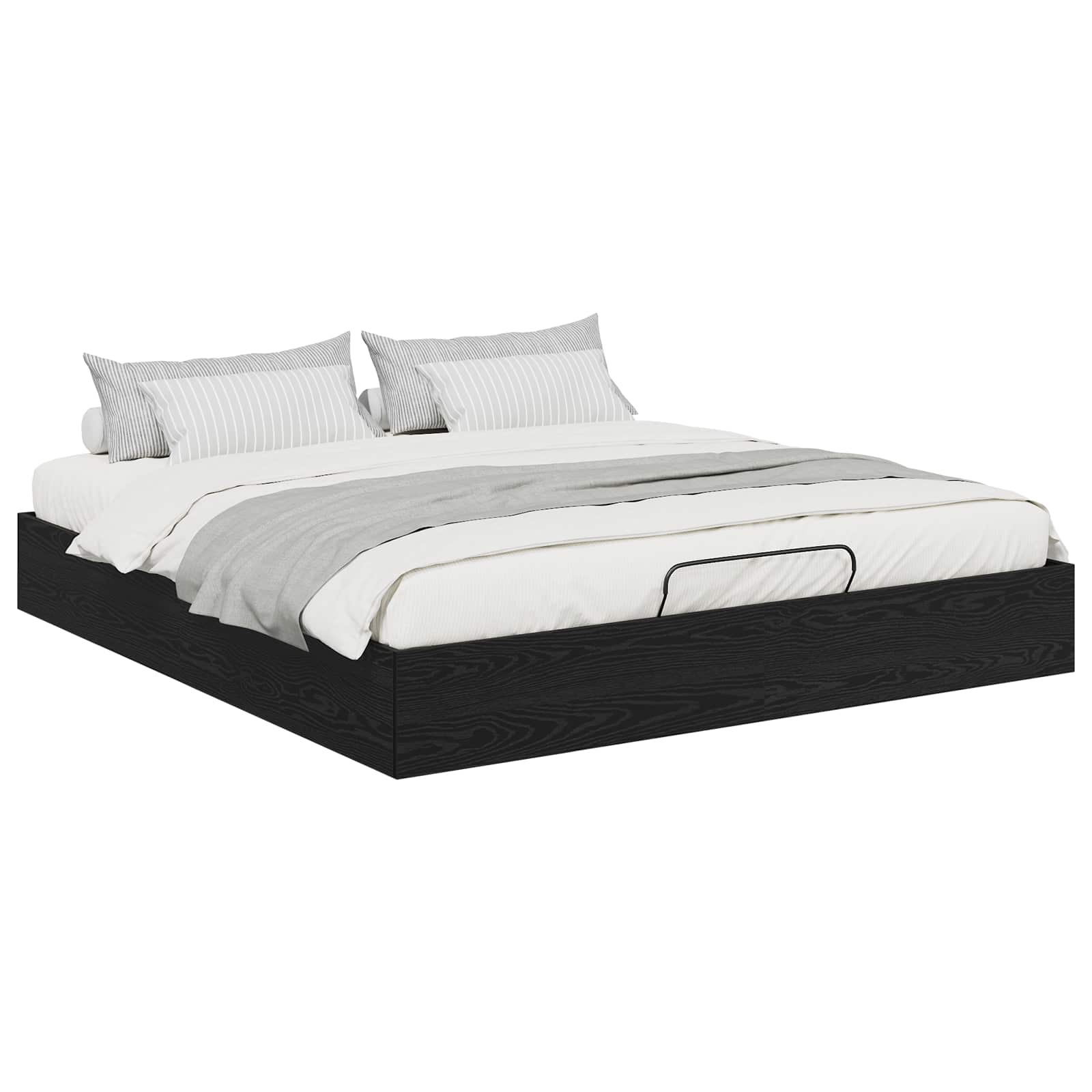 vidaXL Estrutura de Cama Ottoman Carvalho Preto 203 x 180 x 25 cm