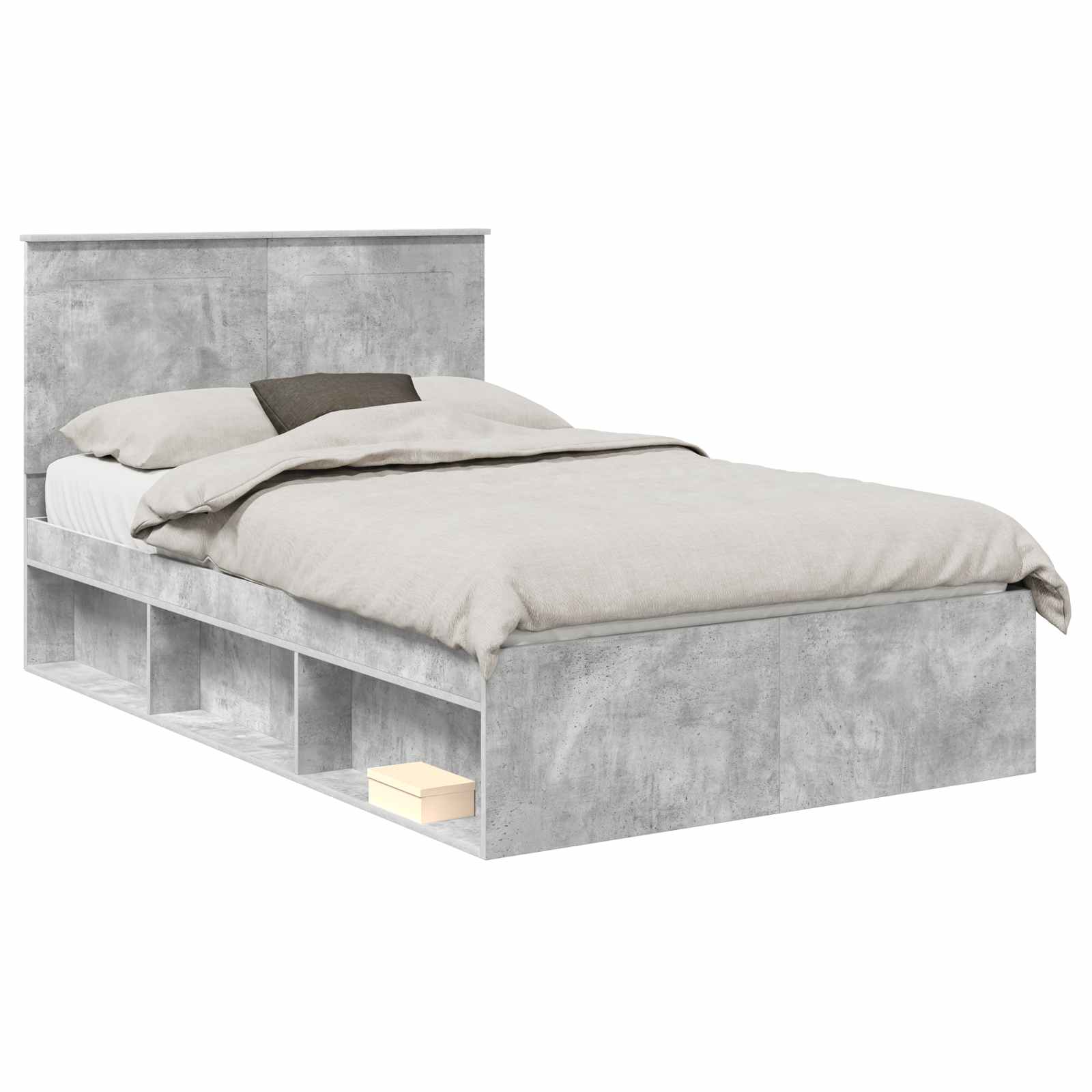vidaXL Estrutura da Cama com cabeceira Concreto 120 x 200 cm