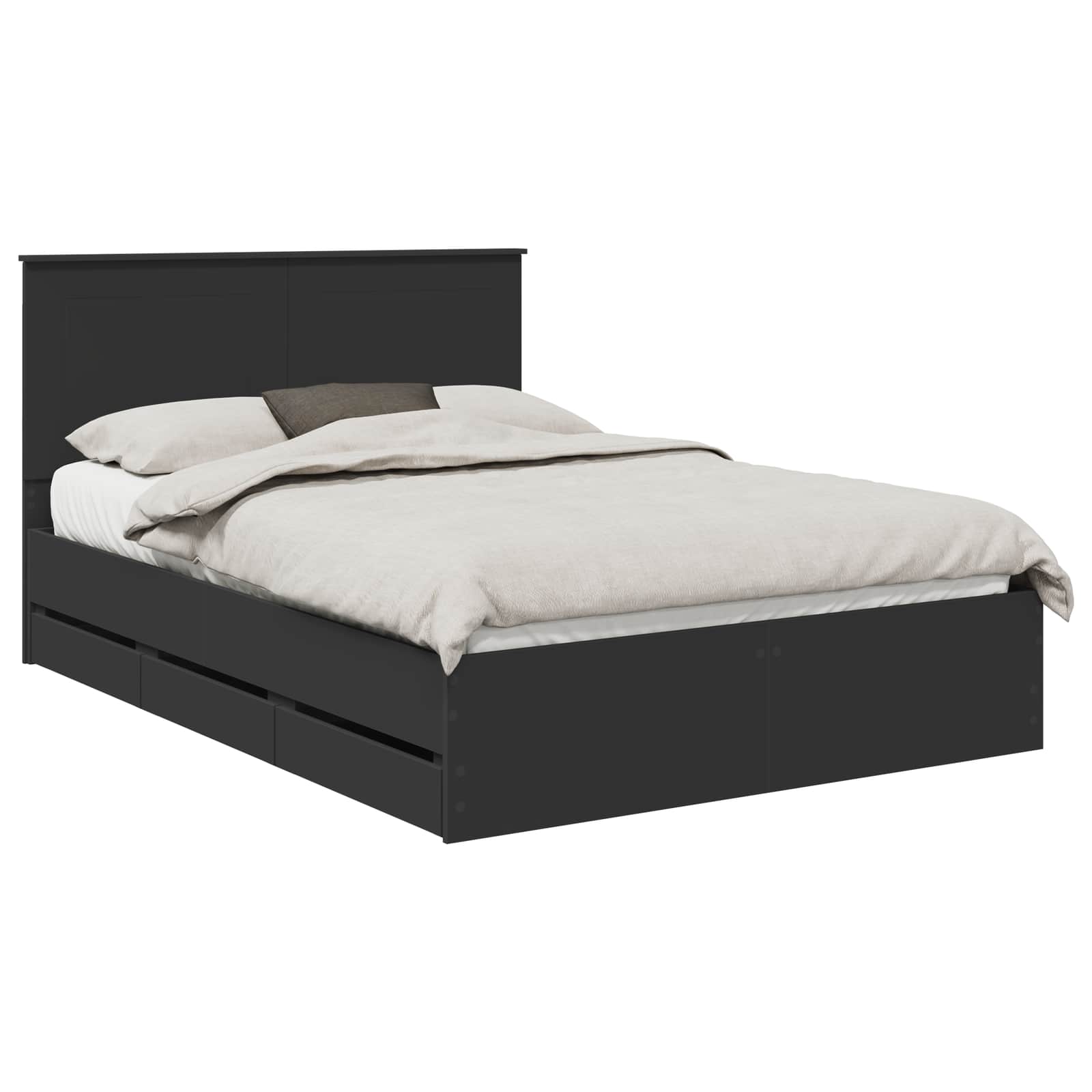 vidaXL Estrutura da Cama Preto 150 x 200 cm Madeira de Engenharia