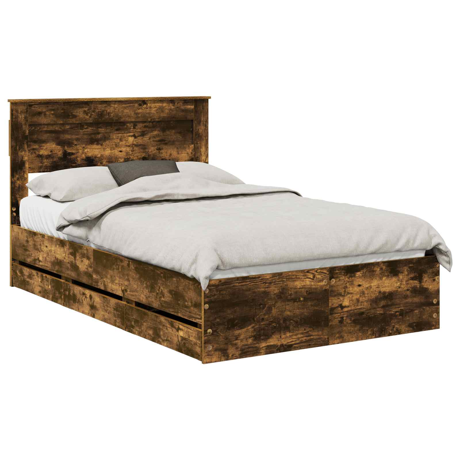 vidaXL Estrutura da Cama com gaveta Carvalho Defumado 120 x 190 cm