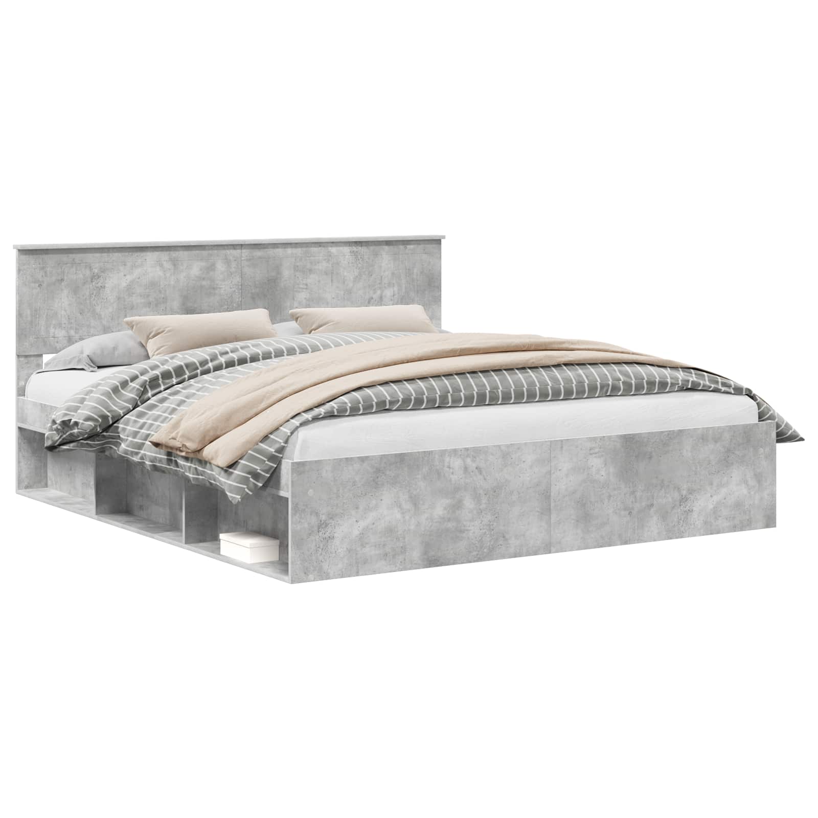 vidaXL Estrutura da Cama com cabeceira Concreto 180 x 200 cm