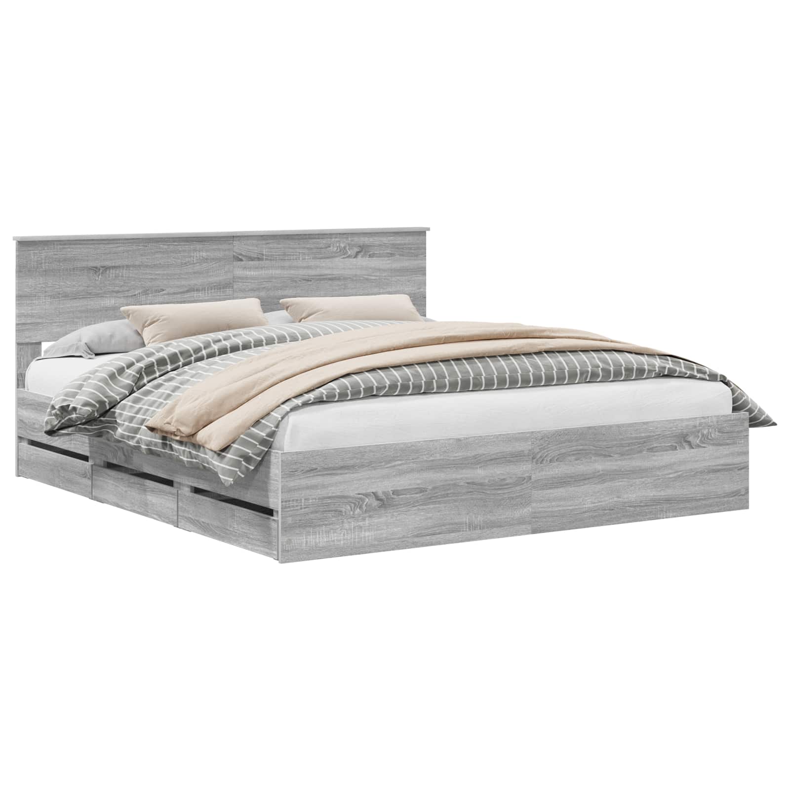 vidaXL Estrutura da Cama com gaveta Cinza Sonoma 180 x 200 cm
