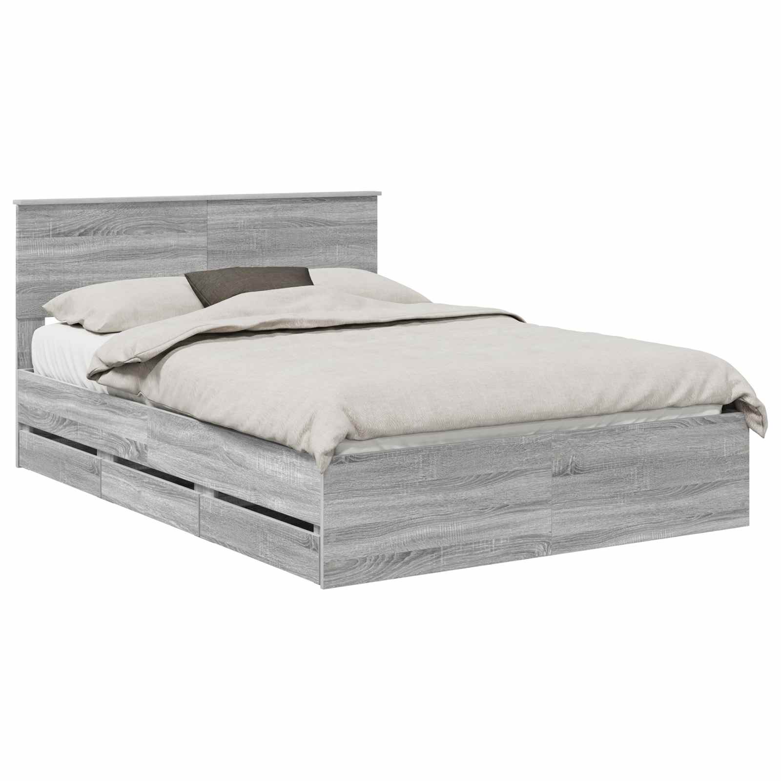 vidaXL Estrutura da Cama com gaveta Cinza Sonoma 140 x 200 cm