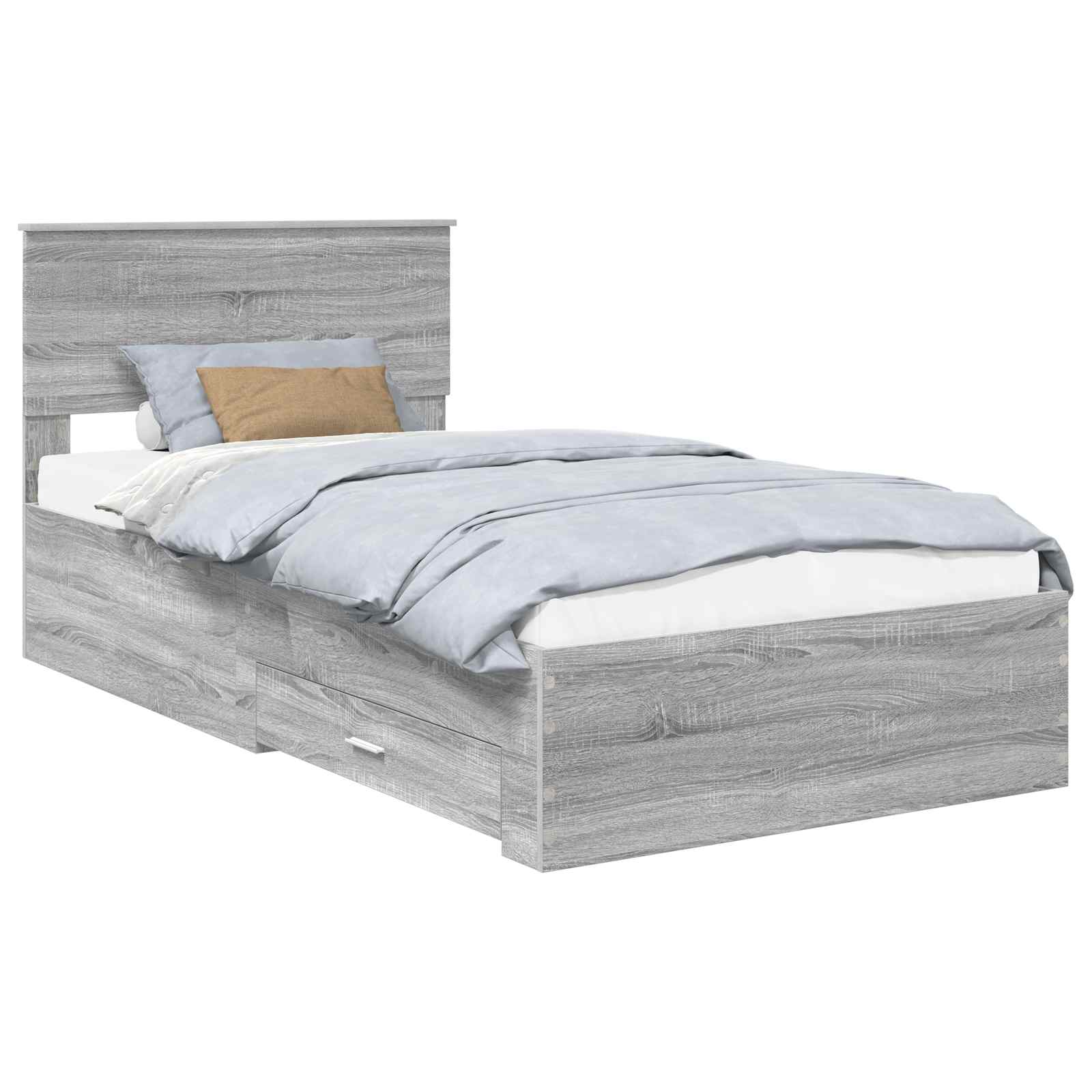 vidaXL Estrutura da Cama Cinza Sonoma 100 x 200 cm Madeira processada