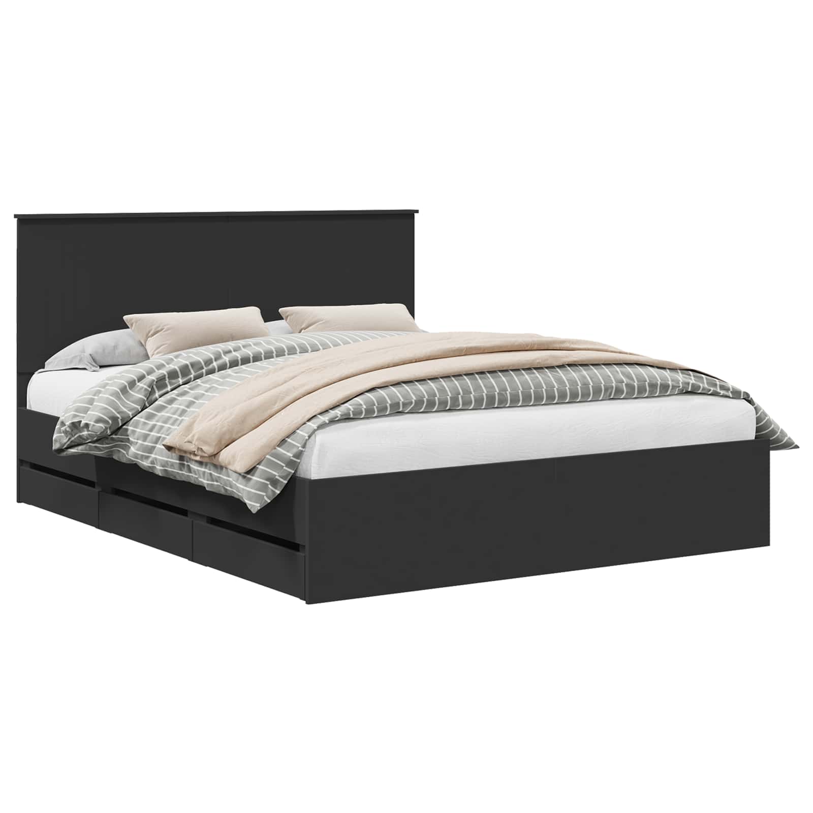 vidaXL Estrutura da Cama Preto 160 x 200 cm Madeira de Engenharia
