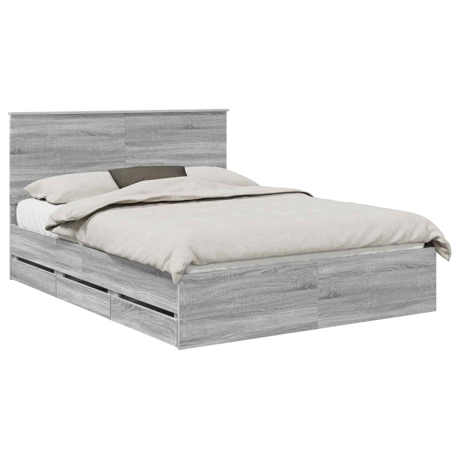 vidaXL Estrutura da Cama com gaveta Cinza Sonoma 150 x 200 cm
