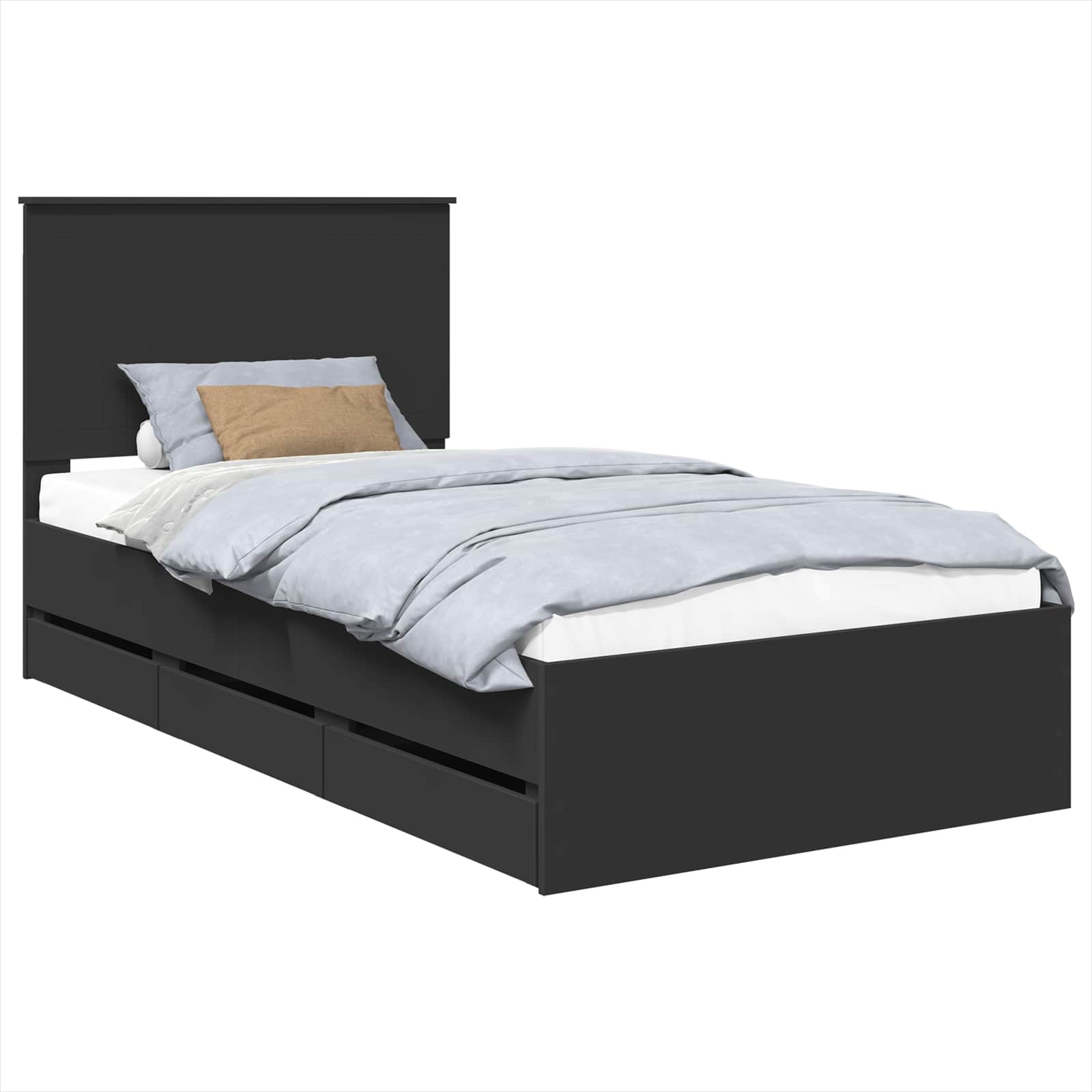 vidaXL Estrutura da Cama Preto 100 x 200 cm Madeira de Engenharia