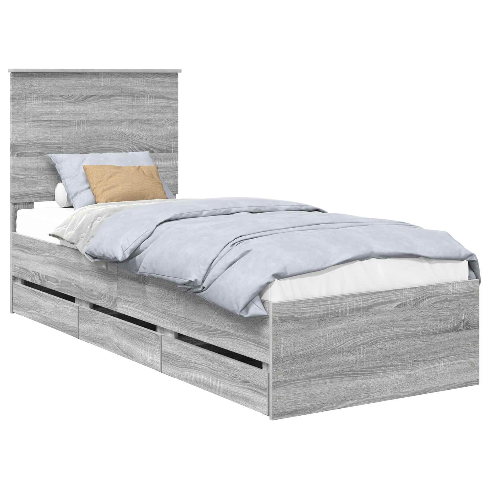 vidaXL Estrutura da Cama com gaveta Cinza Sonoma 75 x 190 cm