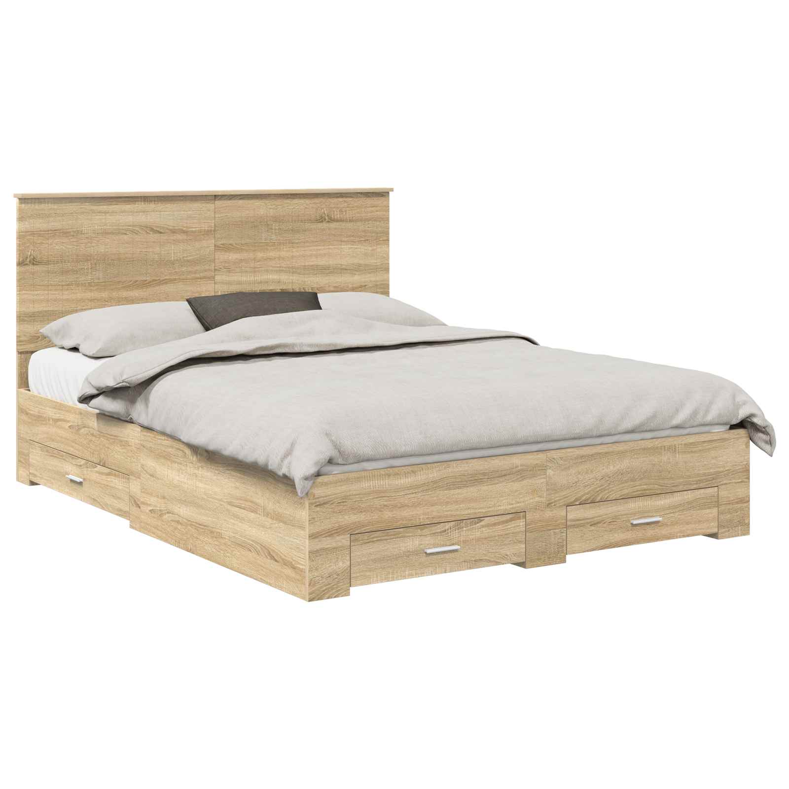 vidaXL Estrutura da Cama com cabeceira Carvalho Sonoma 150 x 200 cm