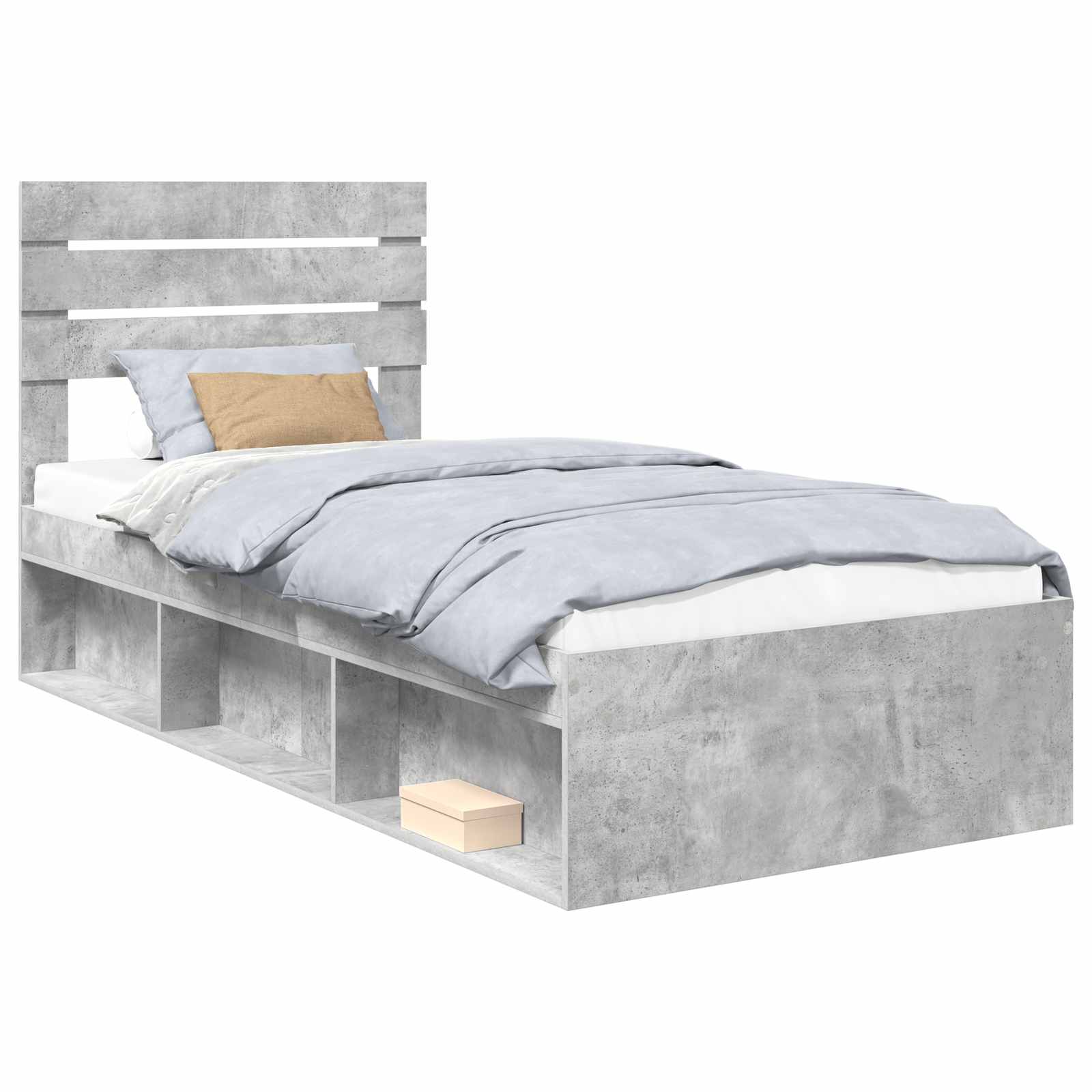 vidaXL Estrutura da Cama com cabeceira Cinza Concreto 75 x 190 cm