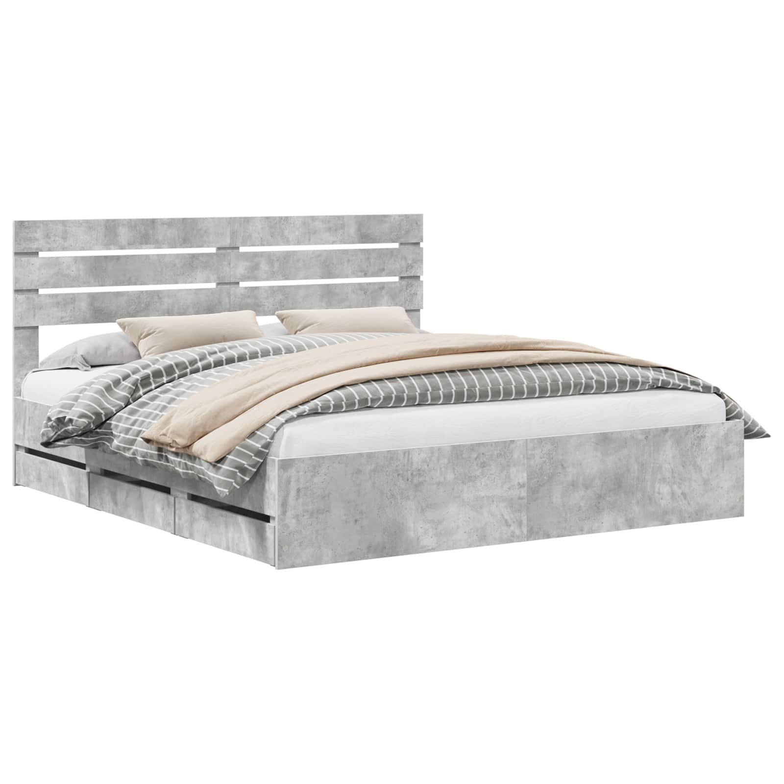 vidaXL Estrutura da Cama Cinzento 180 x 200 cm Madeira de Engenharia