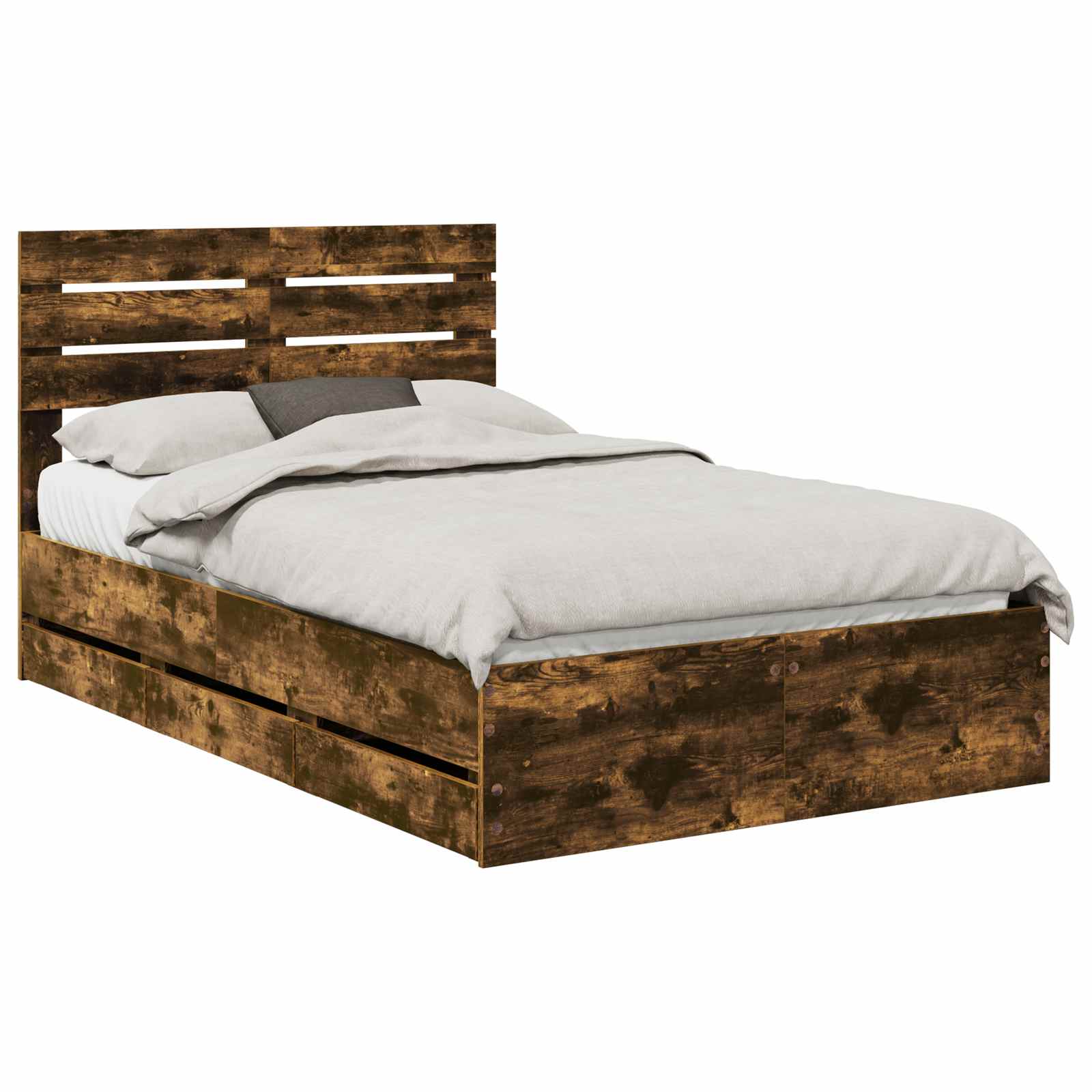 vidaXL Estrutura da Cama com gaveta Carvalho Defumado 135 x 190 cm
