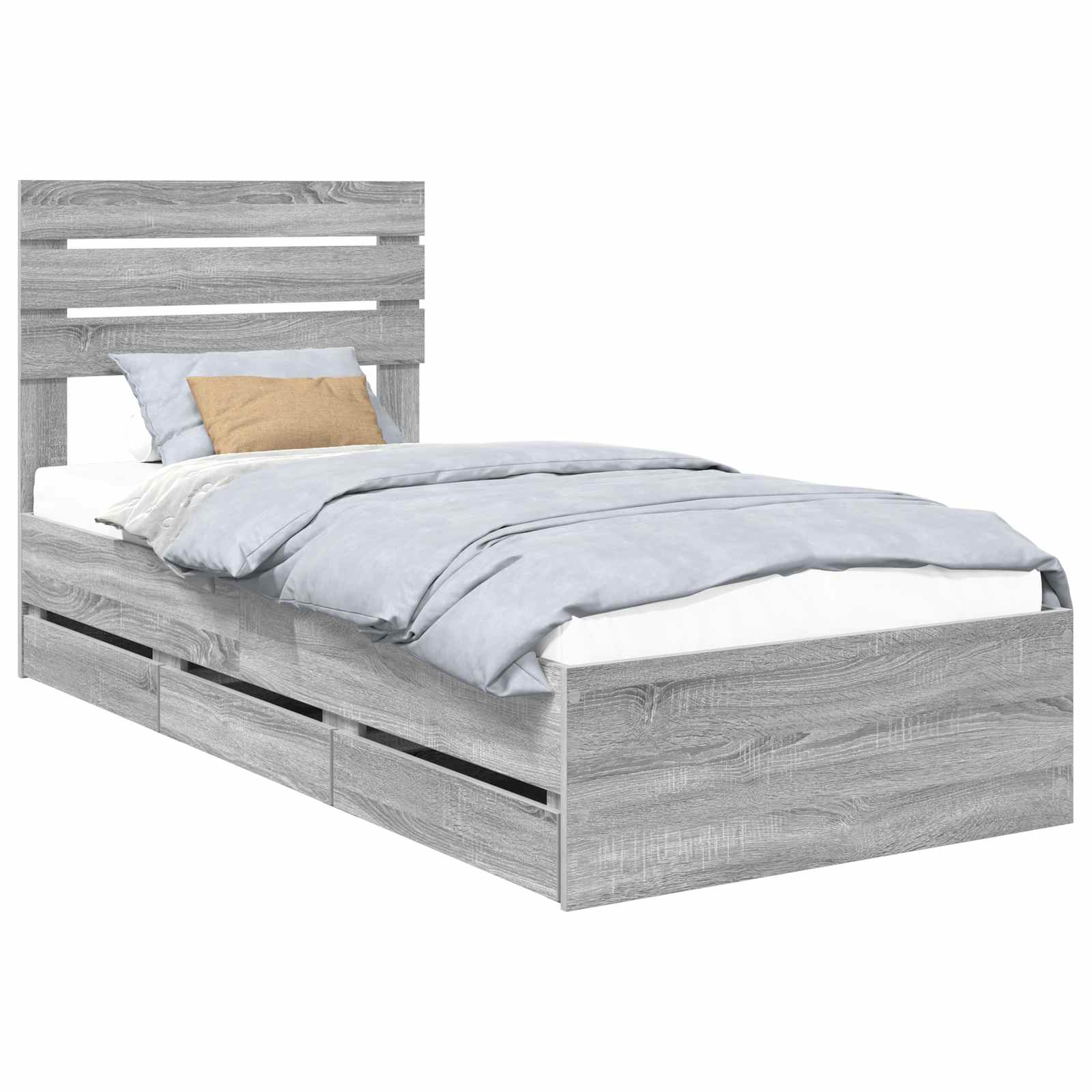 vidaXL Estrutura da Cama com gaveta Cinza Sonoma 90 x 190 cm