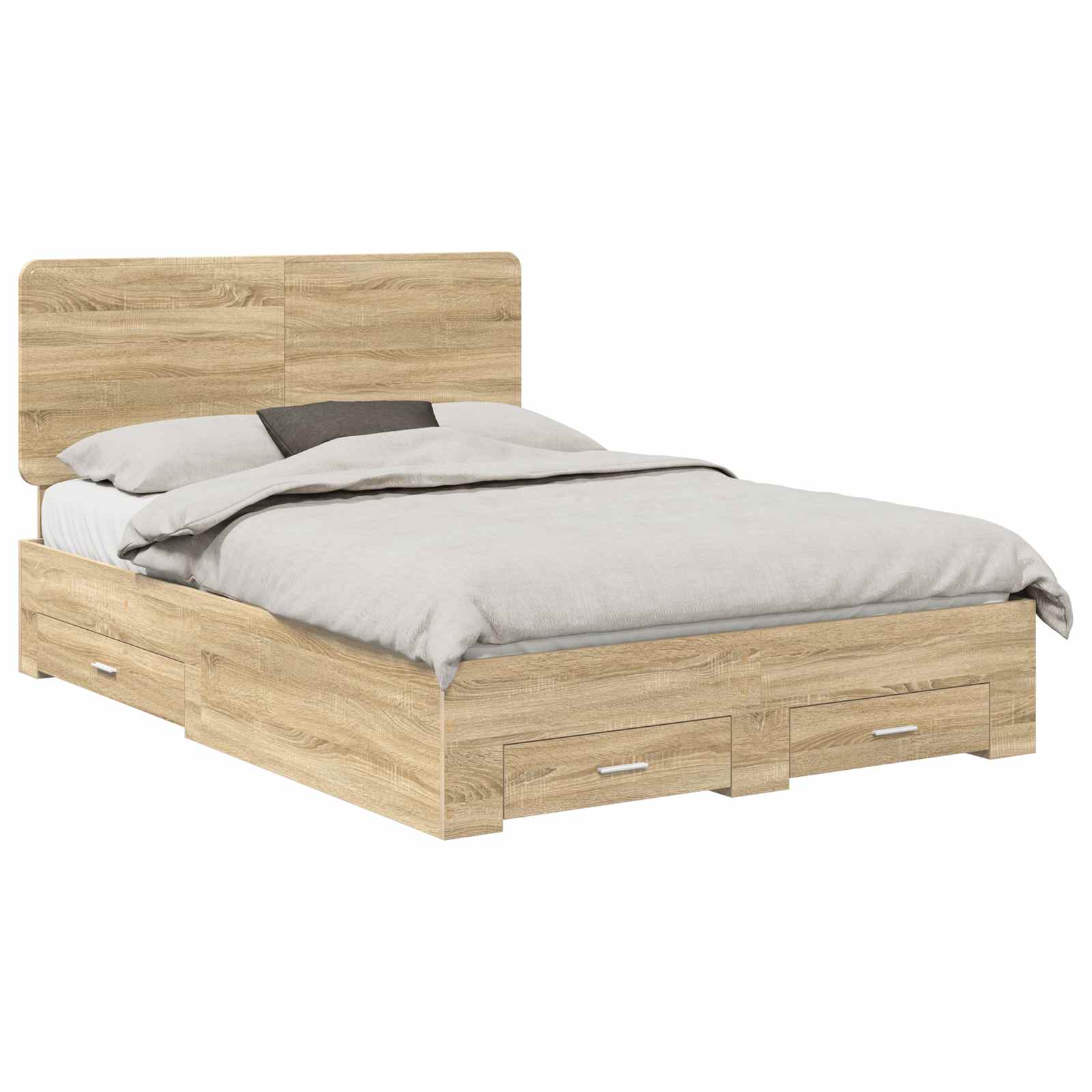 vidaXL Estrutura da Cama com cabeceira Carvalho Sonoma 150 x 200 cm