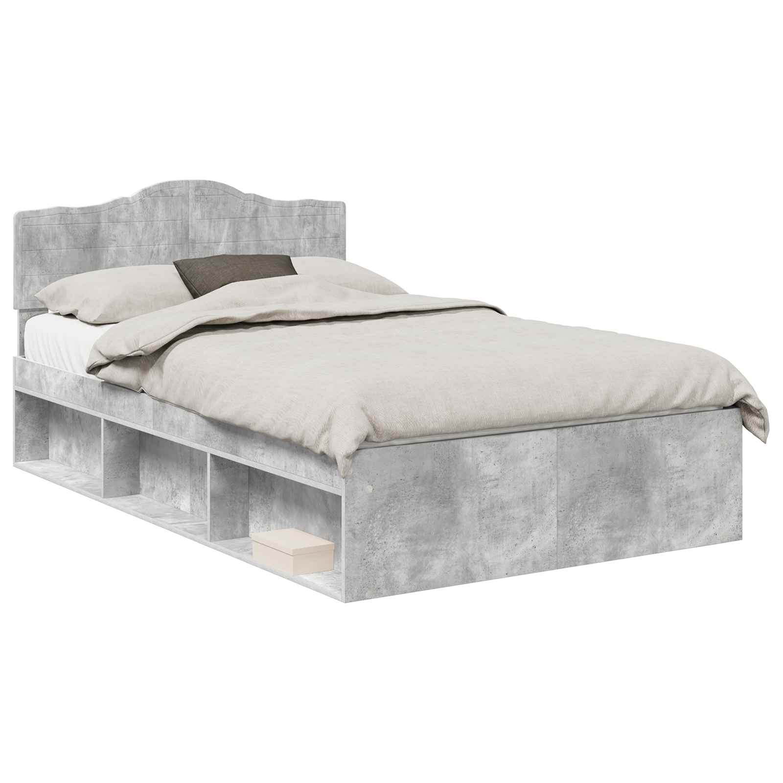 vidaXL Estrutura da Cama com cabeceira Concreto 120 x 200 cm