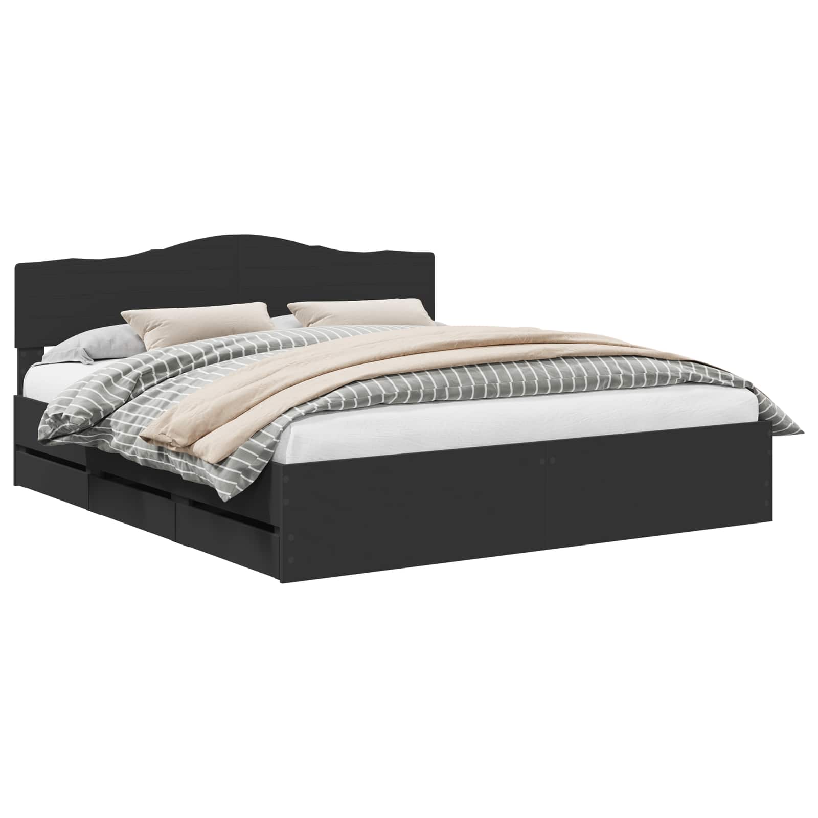 vidaXL Estrutura da Cama Preto 200 x 200 cm Madeira de Engenharia