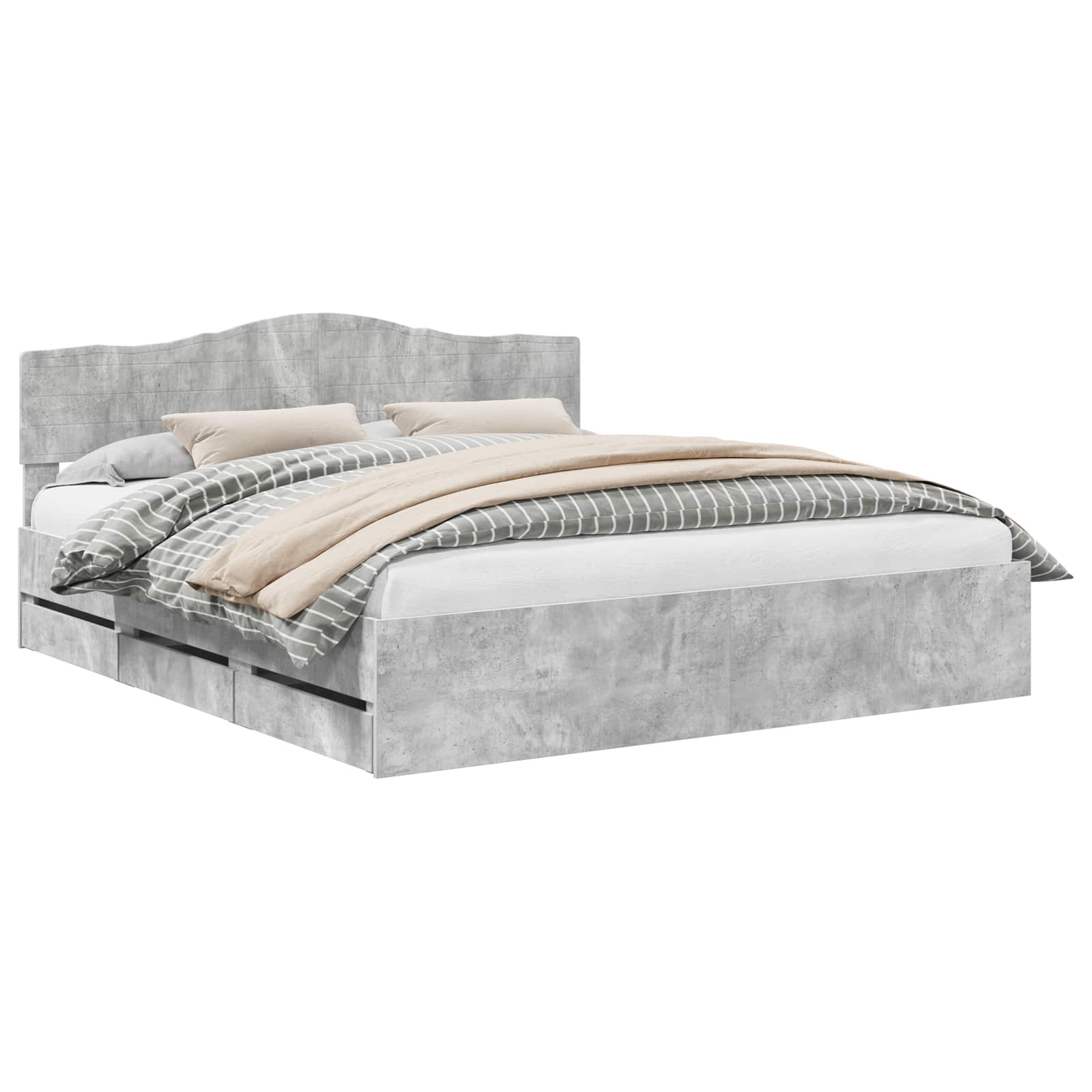 vidaXL Estrutura da Cama Cinzento 200 x 200 cm Madeira de Engenharia