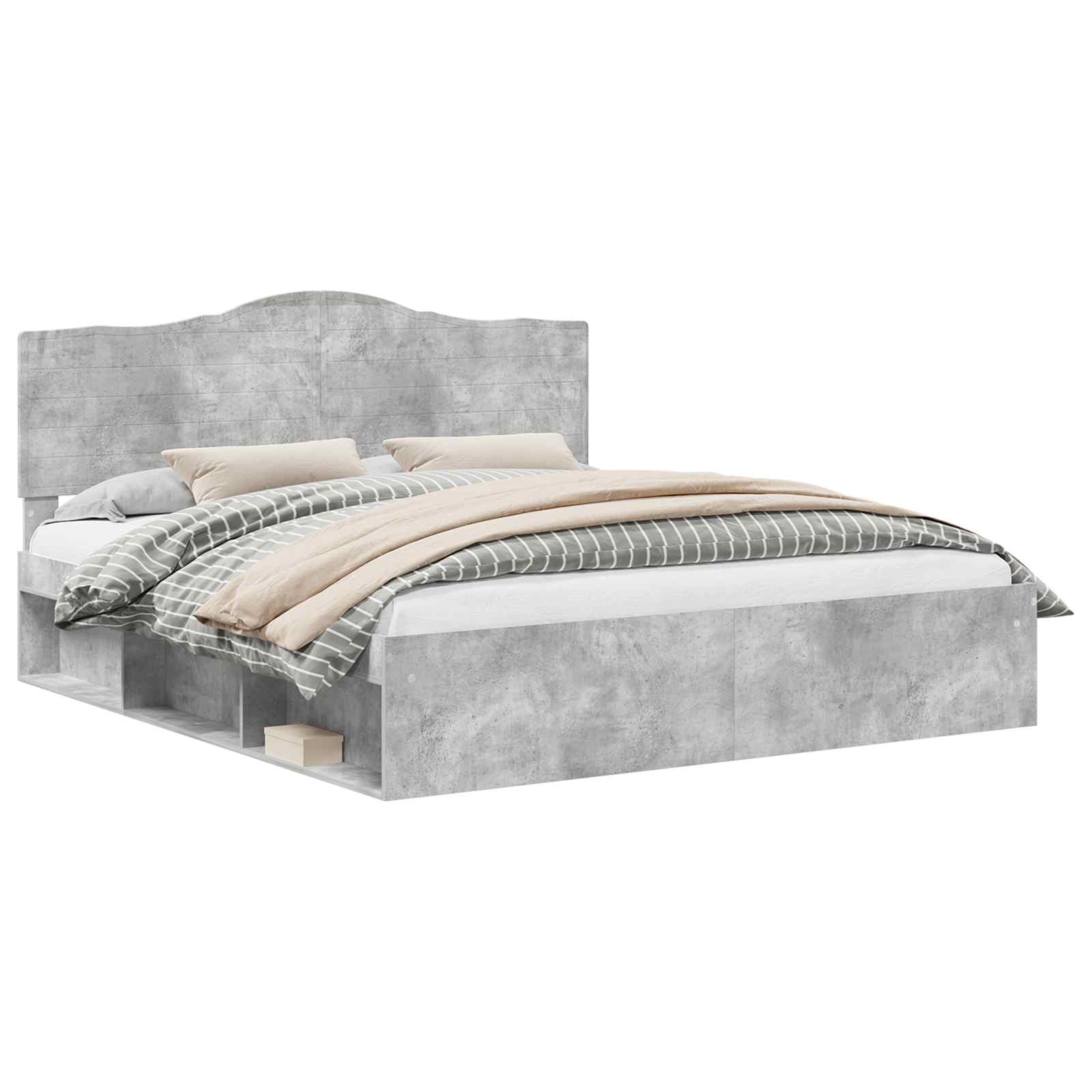 vidaXL Estrutura da Cama com cabeceira Concreto 180 x 200 cm