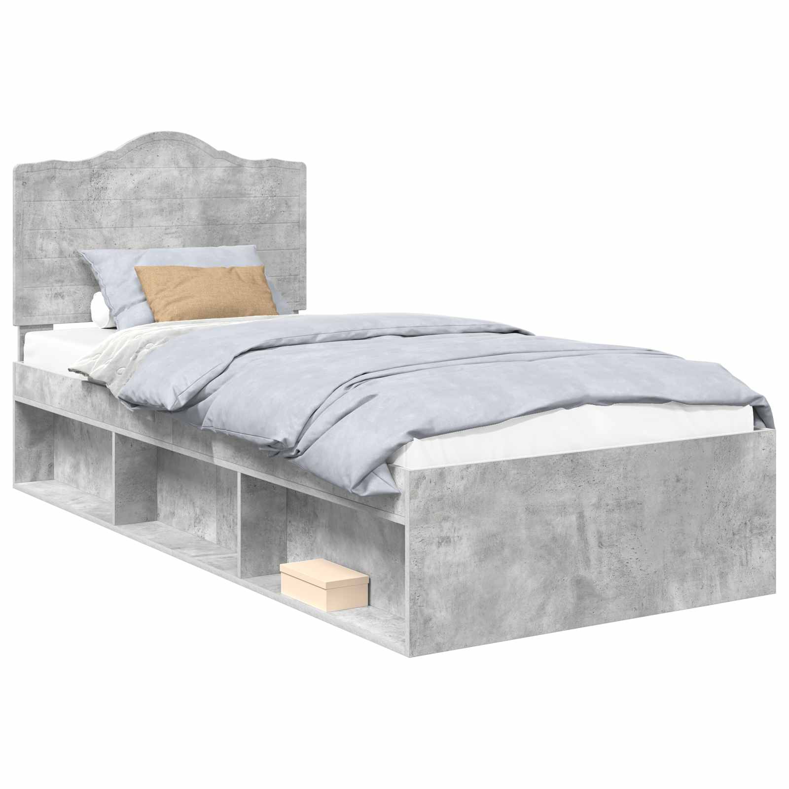 vidaXL Estrutura da Cama com cabeceira Cinza Concreto 75 x 190 cm