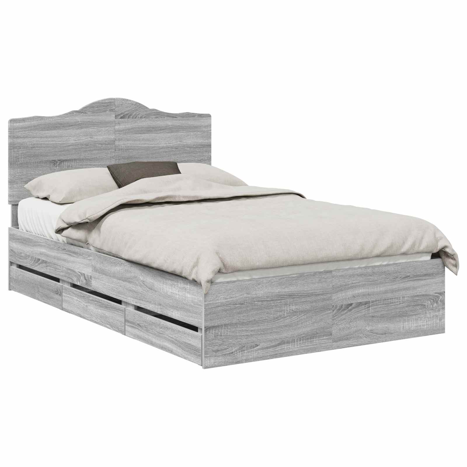 vidaXL Estrutura da Cama com gaveta Sonoma cinza 120 x 200 cm