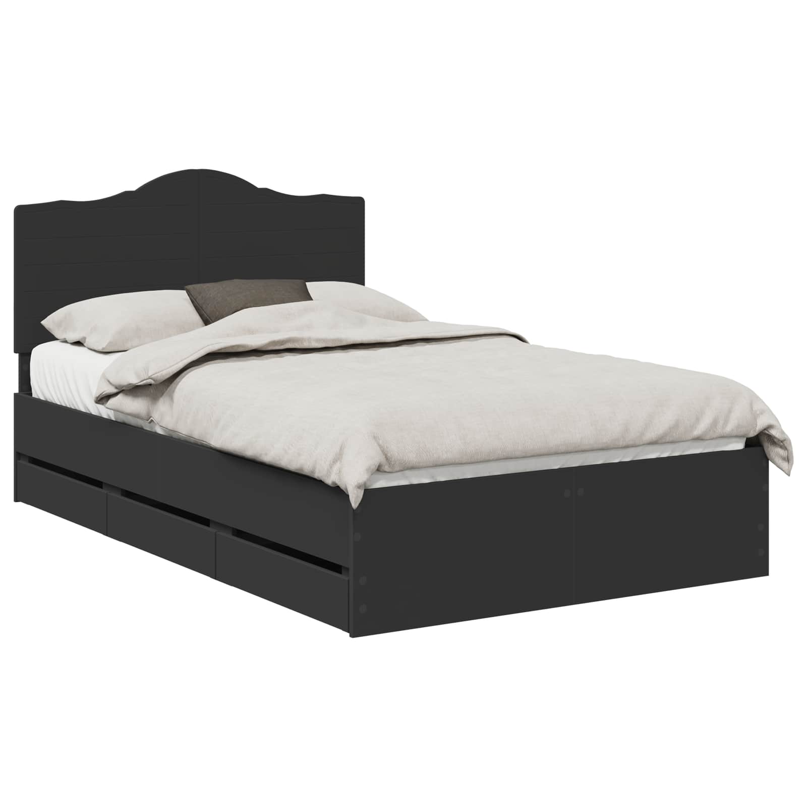 vidaXL Estrutura da Cama Preto 120 x 190 cm Madeira de Engenharia