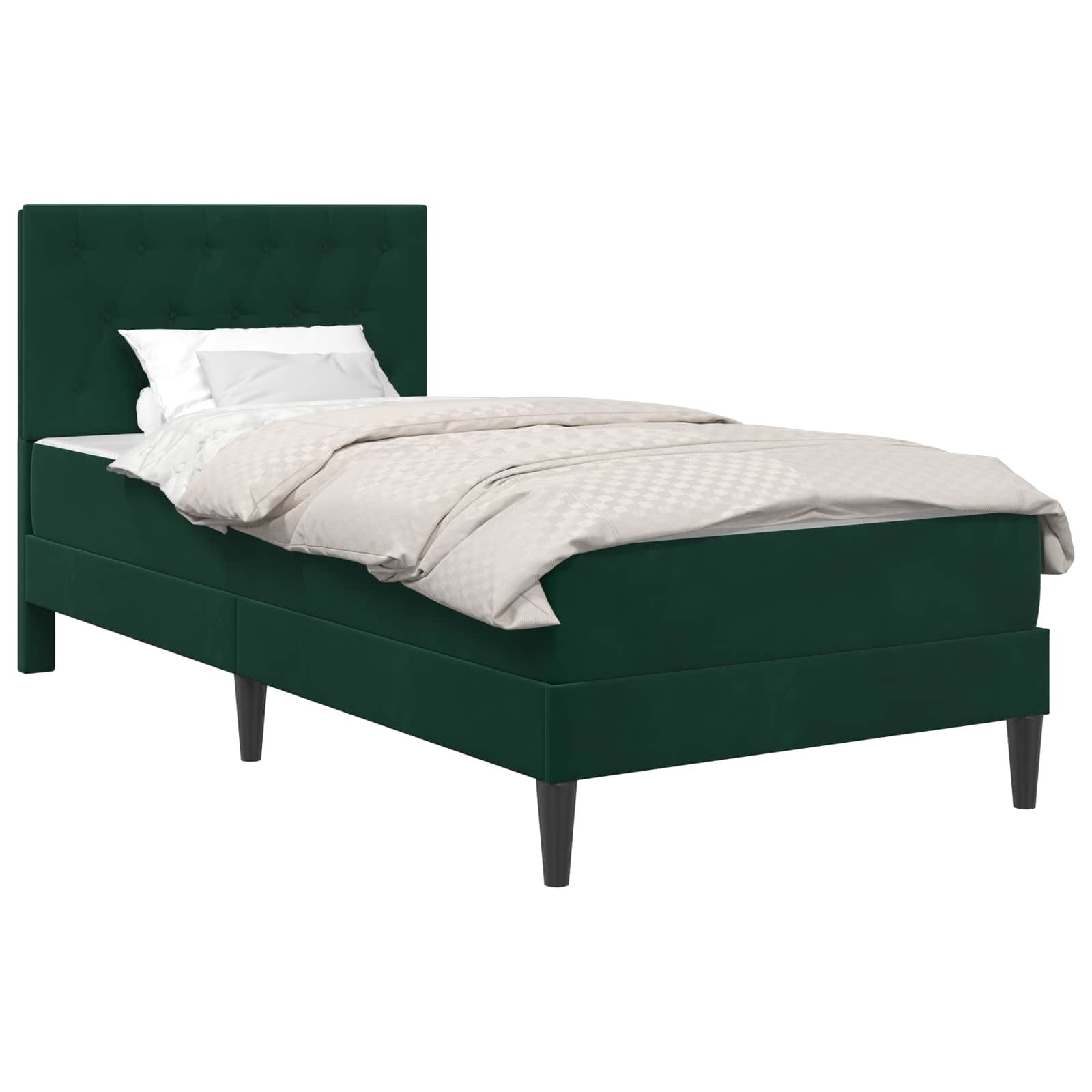 vidaXL Estrutura de cama com colchão Verde Escuro 80 x 200 cm Veludo