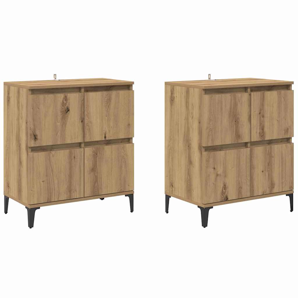 vidaXL Aparadores 2 pcs Carvalho Artesanal 60 x 35 x 70 cm