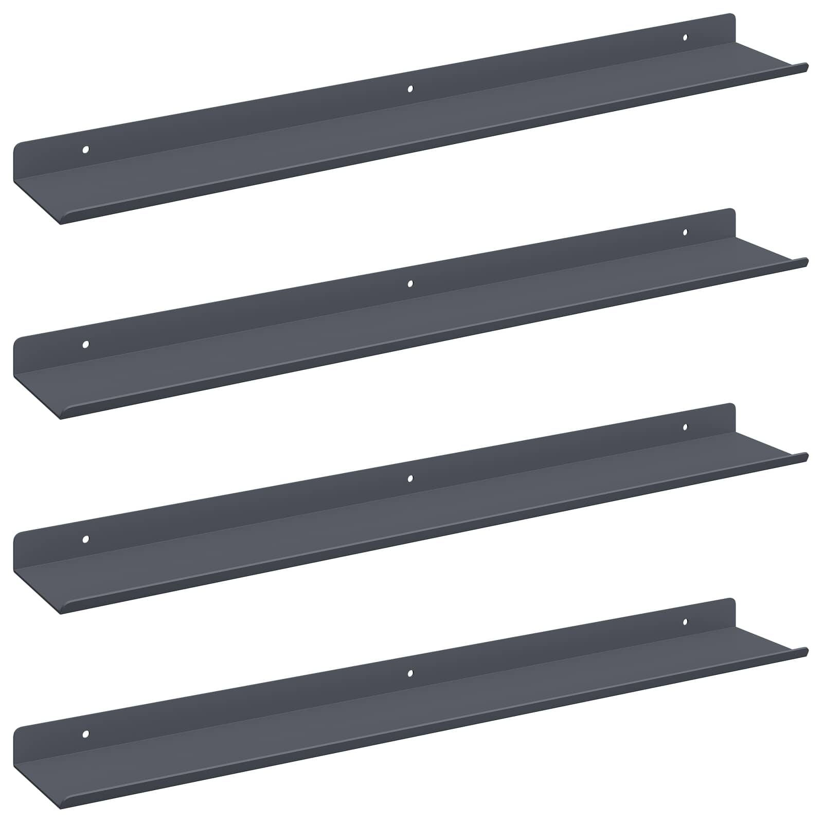 vidaXL Prateleira Flutuante 4 pcs Antracite 60 x 8,5 x 2,5 cm Aço
