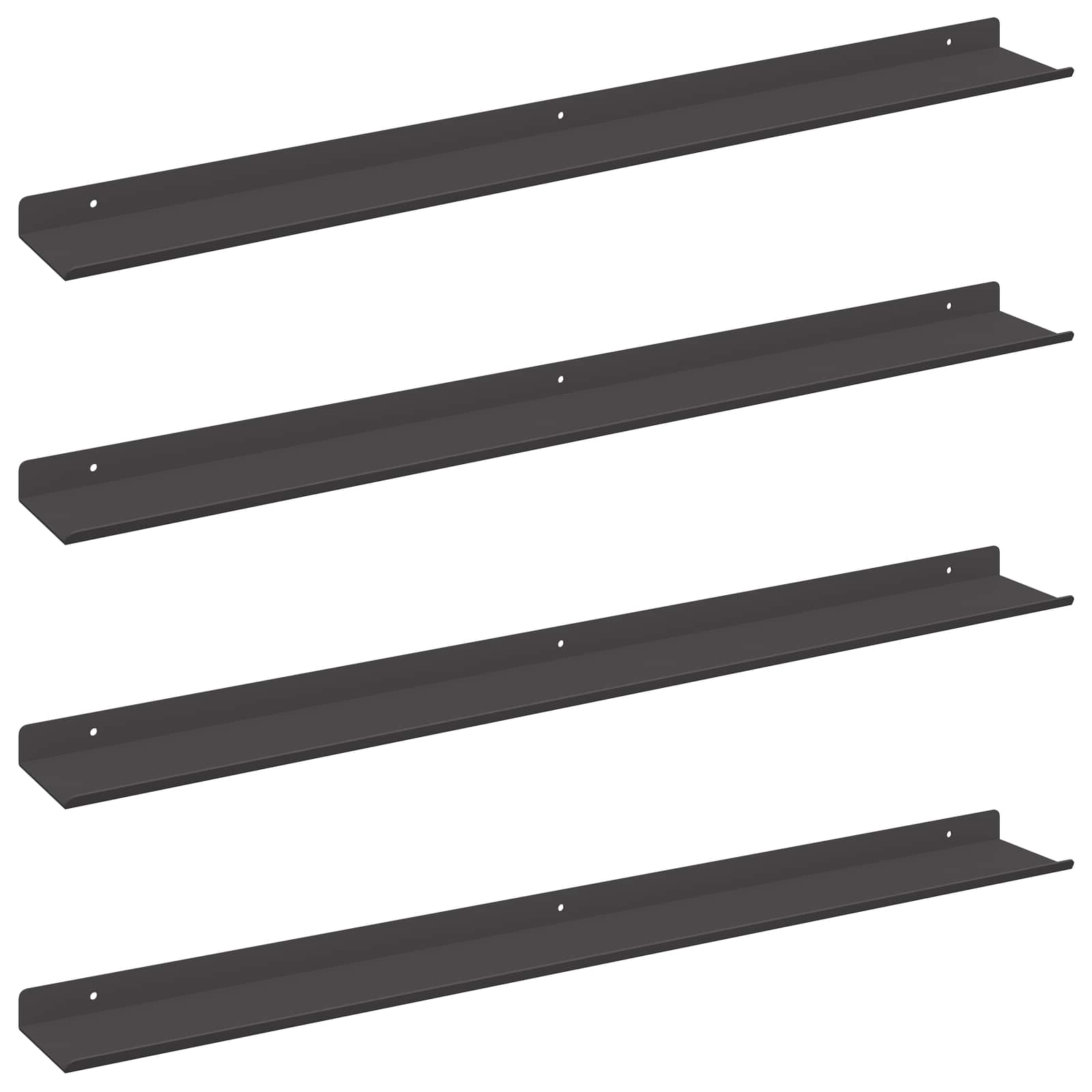 vidaXL Prateleira Flutuante 4 pcs Preto 80 x 9 x 2,5 cm Aço