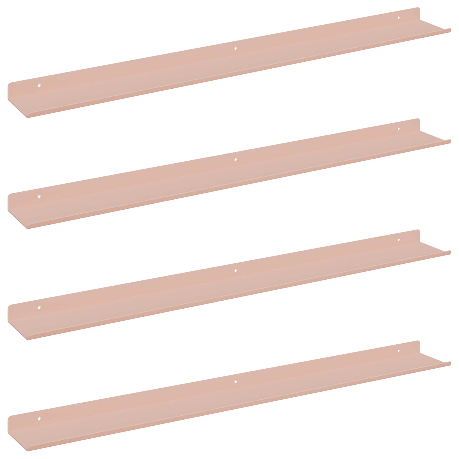 vidaXL Prateleira Flutuante 4 pcs Rosa 80 x 9 x 2,5 cm Aço