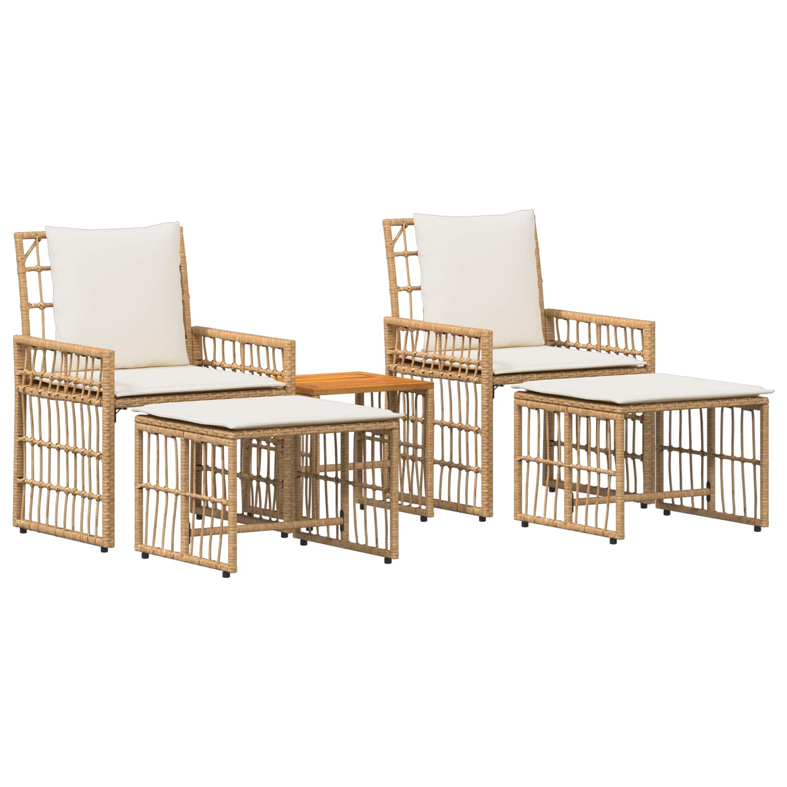 vidaXL Conjunto de Móveis para Exterior 5 pcs Natural e Branco Creme