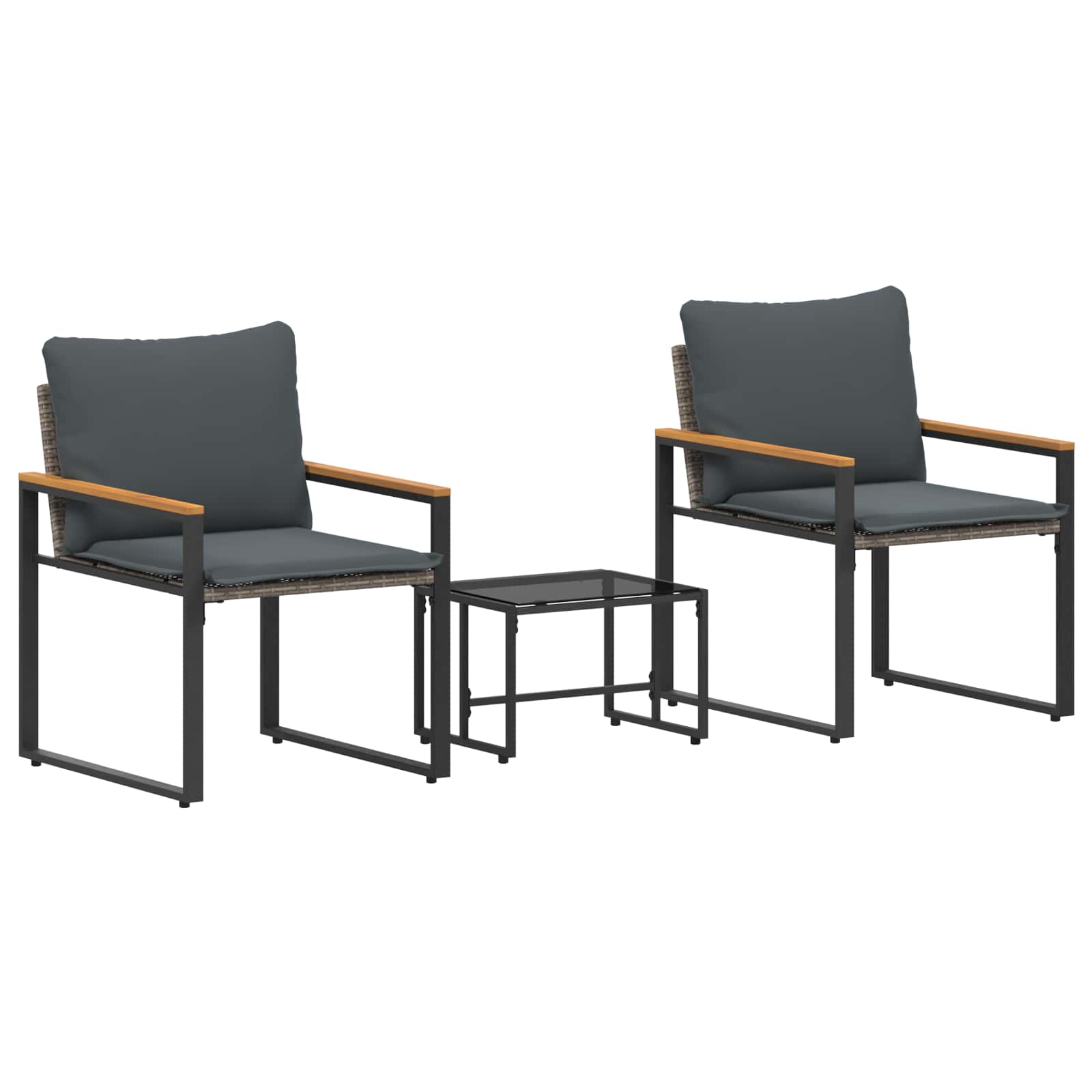 vidaXL Conjuntos de móveis 3 pcs Cinza e Cinza Escuro Vime
