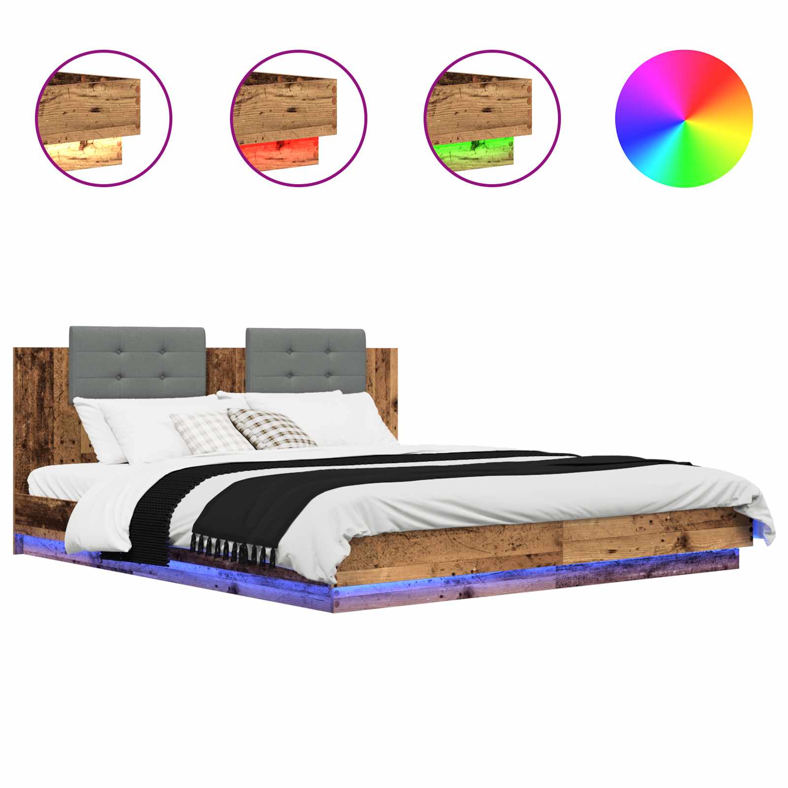 vidaXL Estrutura de Cama com Cabeceira Madeira Antiga 200 x 200 cm