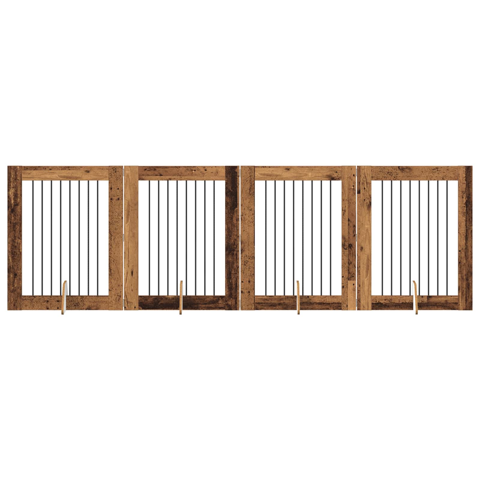 vidaXL Portão de Cão com Suportes 4 pcs Madeira antiga 80 x 100 cm
