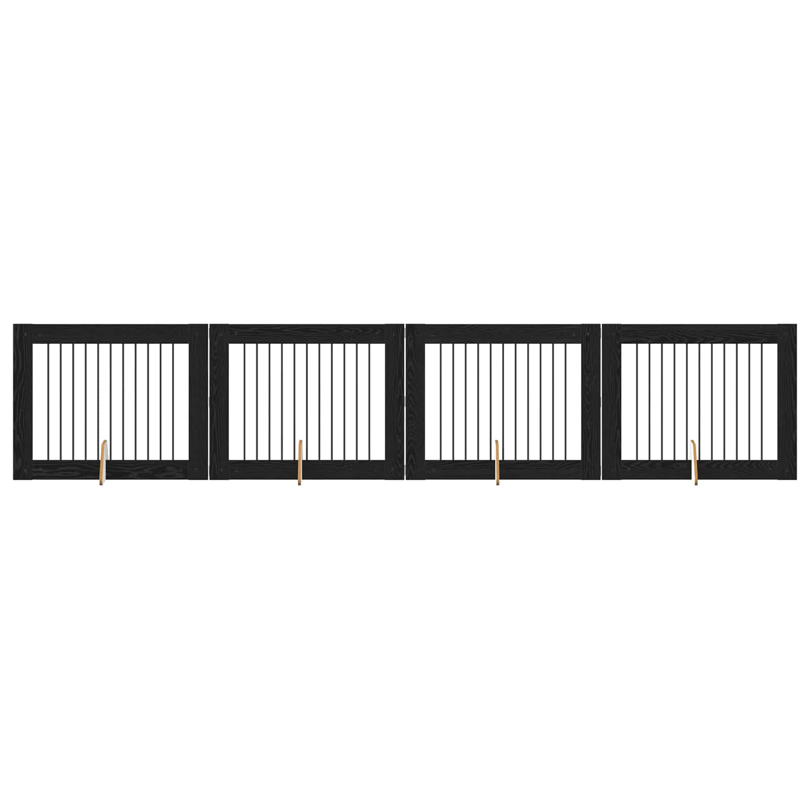 vidaXL Portão de Cão com Suportes 4 pcs Carvalho Preto 100 x 80 cm