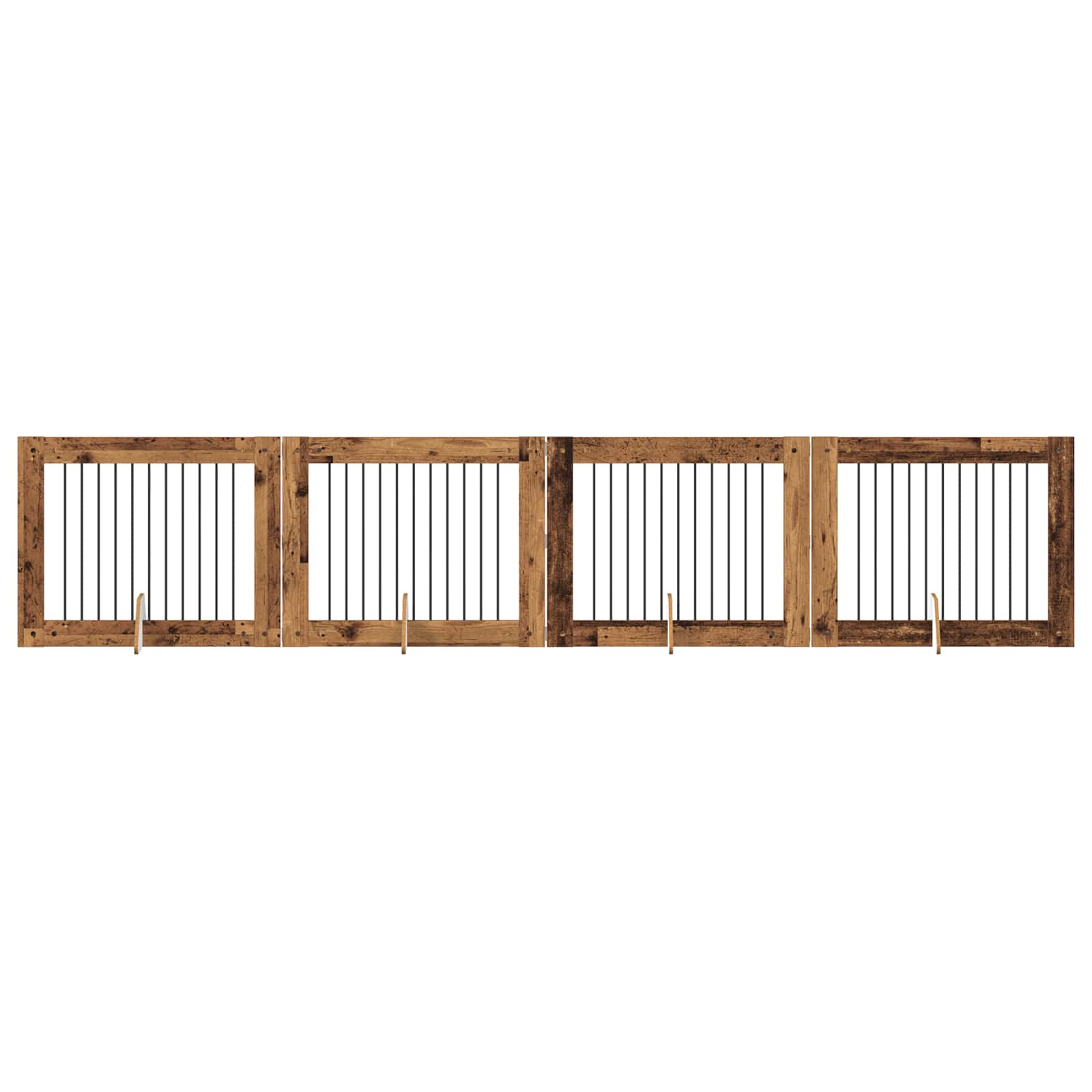 vidaXL Portão de Cão com Suportes 4 pcs Madeira antiga 100 x 80 cm