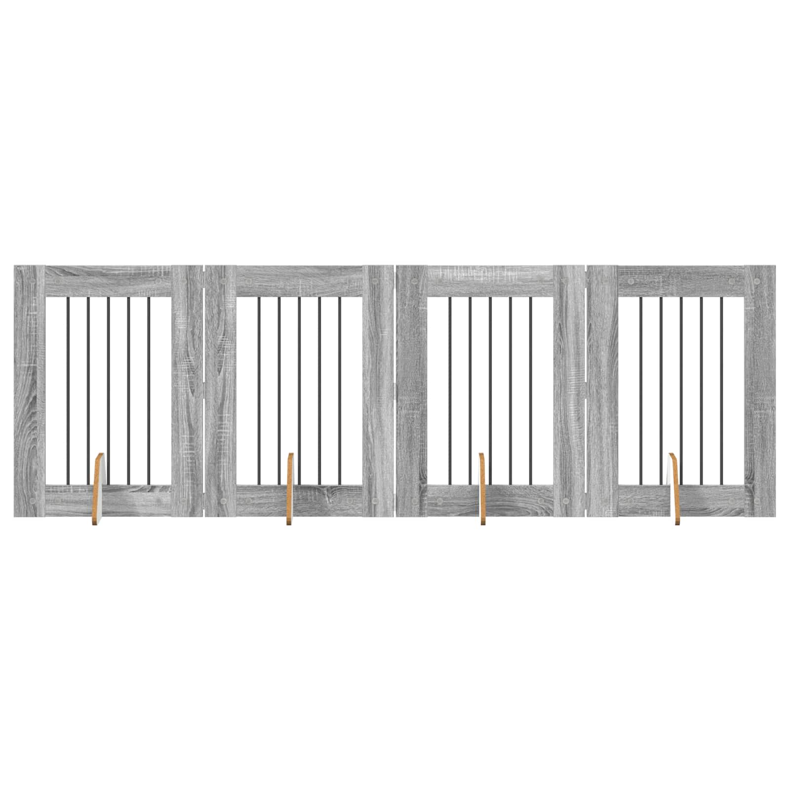 vidaXL Portão de Cão com Suportes 4 pcs Sonoma Cinzento 60 x 80 cm