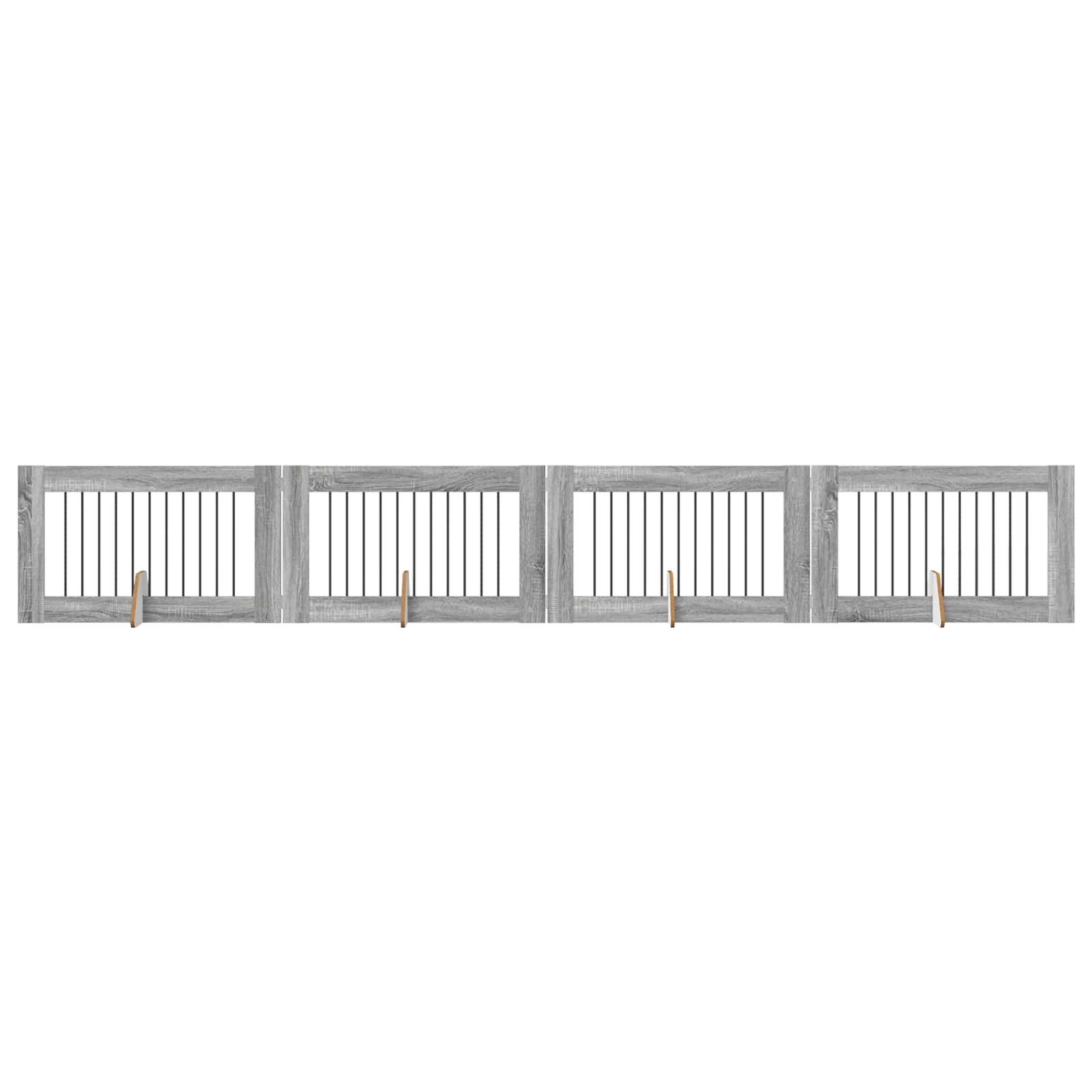 vidaXL Portão de Cão com Suportes 4 pcs Sonoma Cinzento 100 x 60 cm