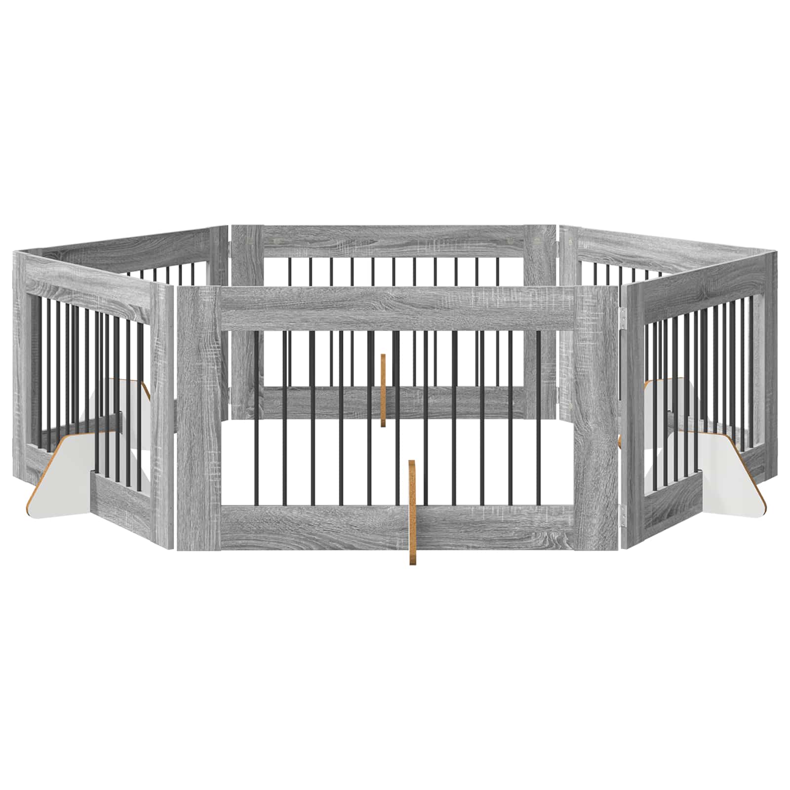 vidaXL Portão de Cão com Suportes 6 pcs Sonoma Cinzento 100 x 60 cm