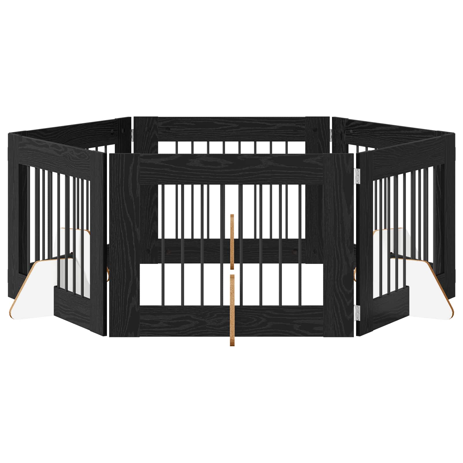 vidaXL Portão de Cão com Suportes 6 pcs Carvalho Preto 80 x 60 cm