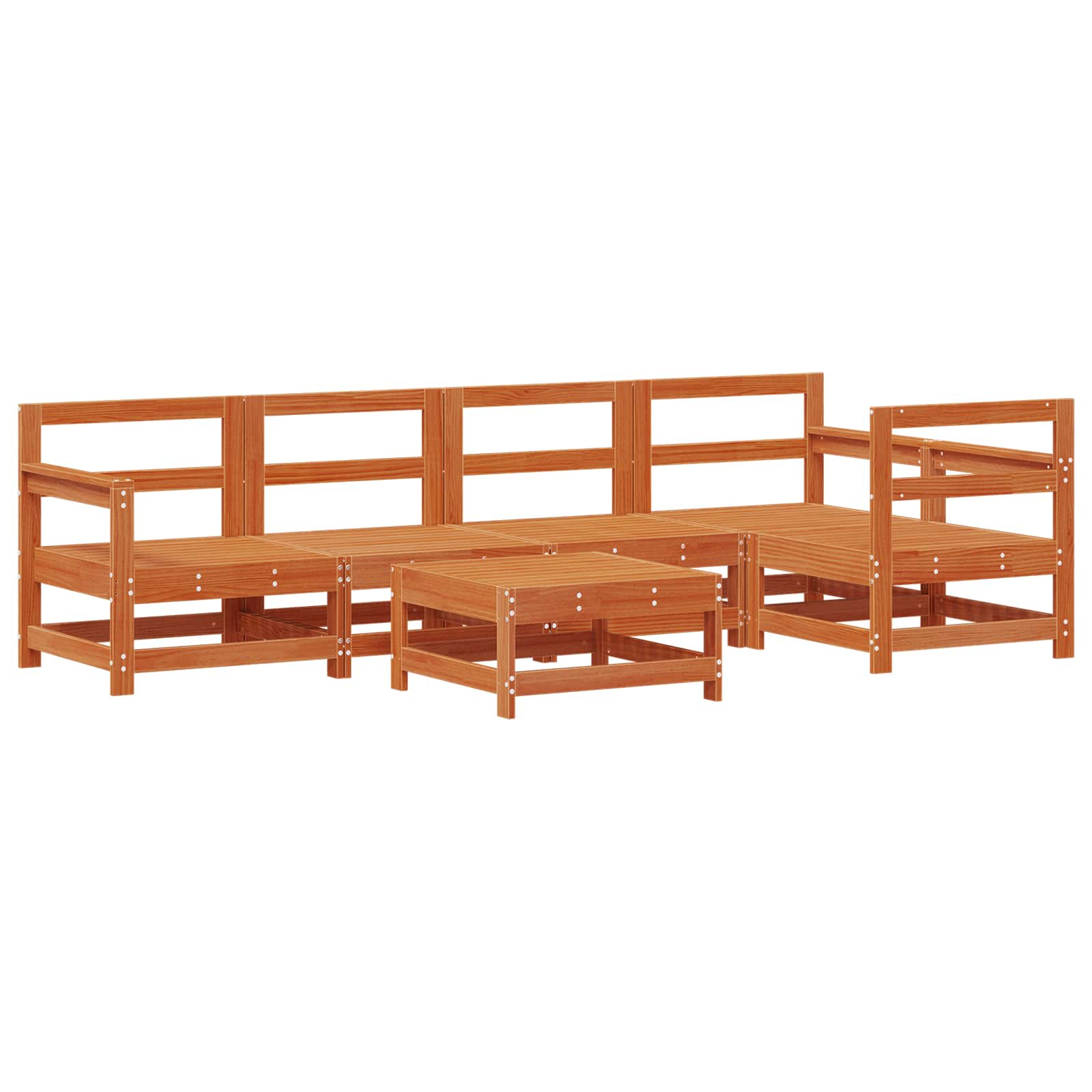 vidaXL Conjunto de Lounge de Jardim 6 pcs Castanho Cera